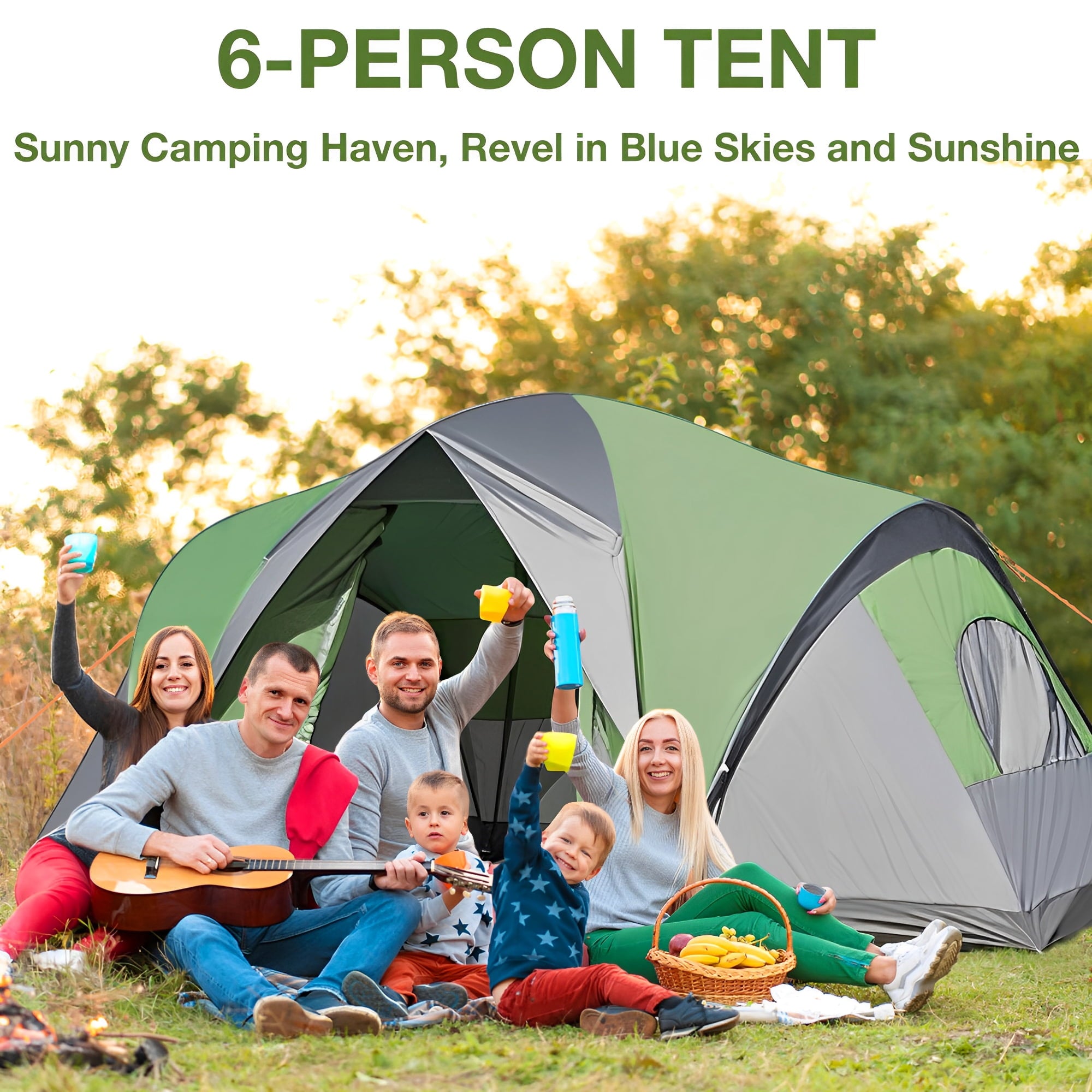 Fenbeli Camping Tent Waterproof Family Tent for Camping, Large Portable Tent for 5-6 People