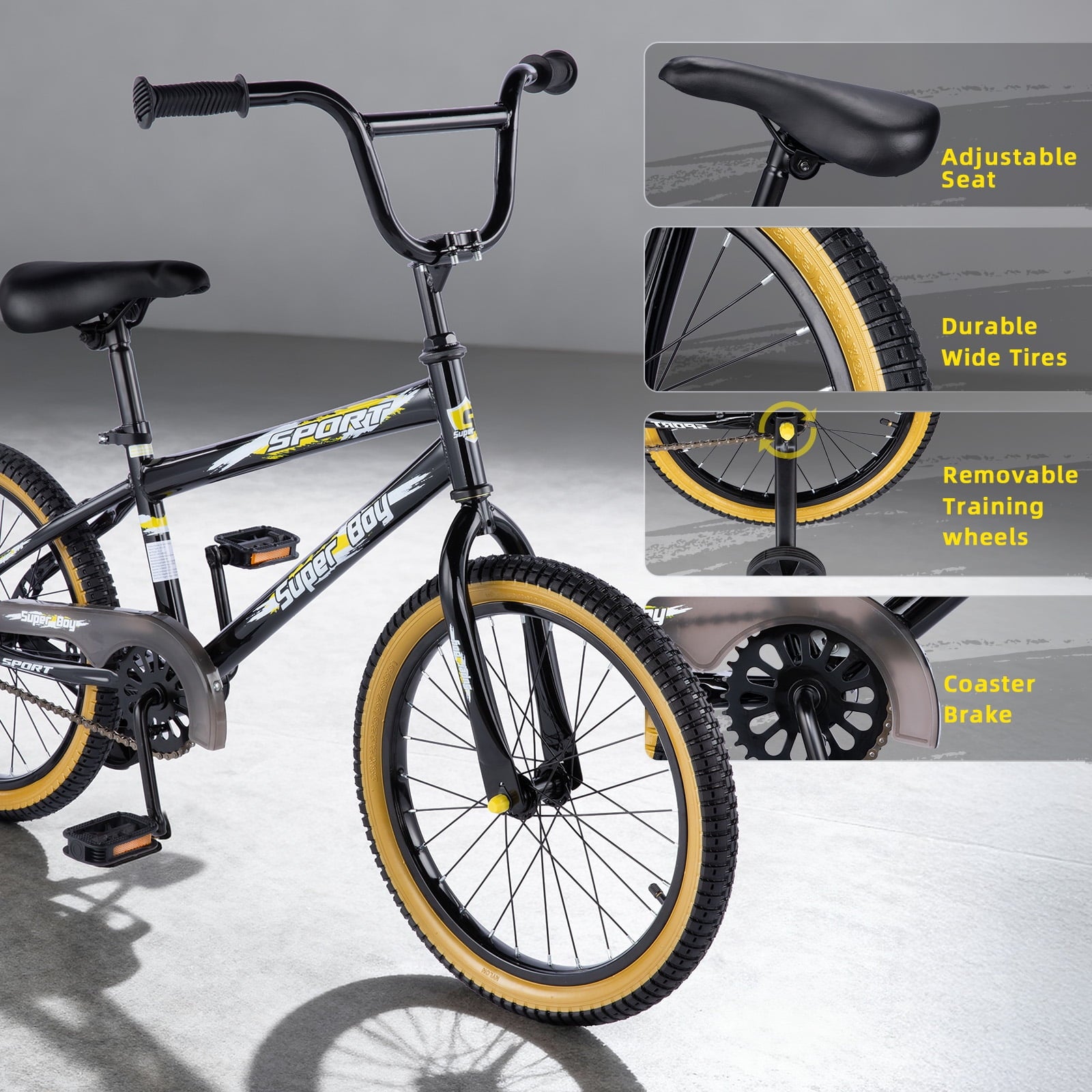 Fenbeli 20-in. Children's Bike, Ages 7-13 Years, Black