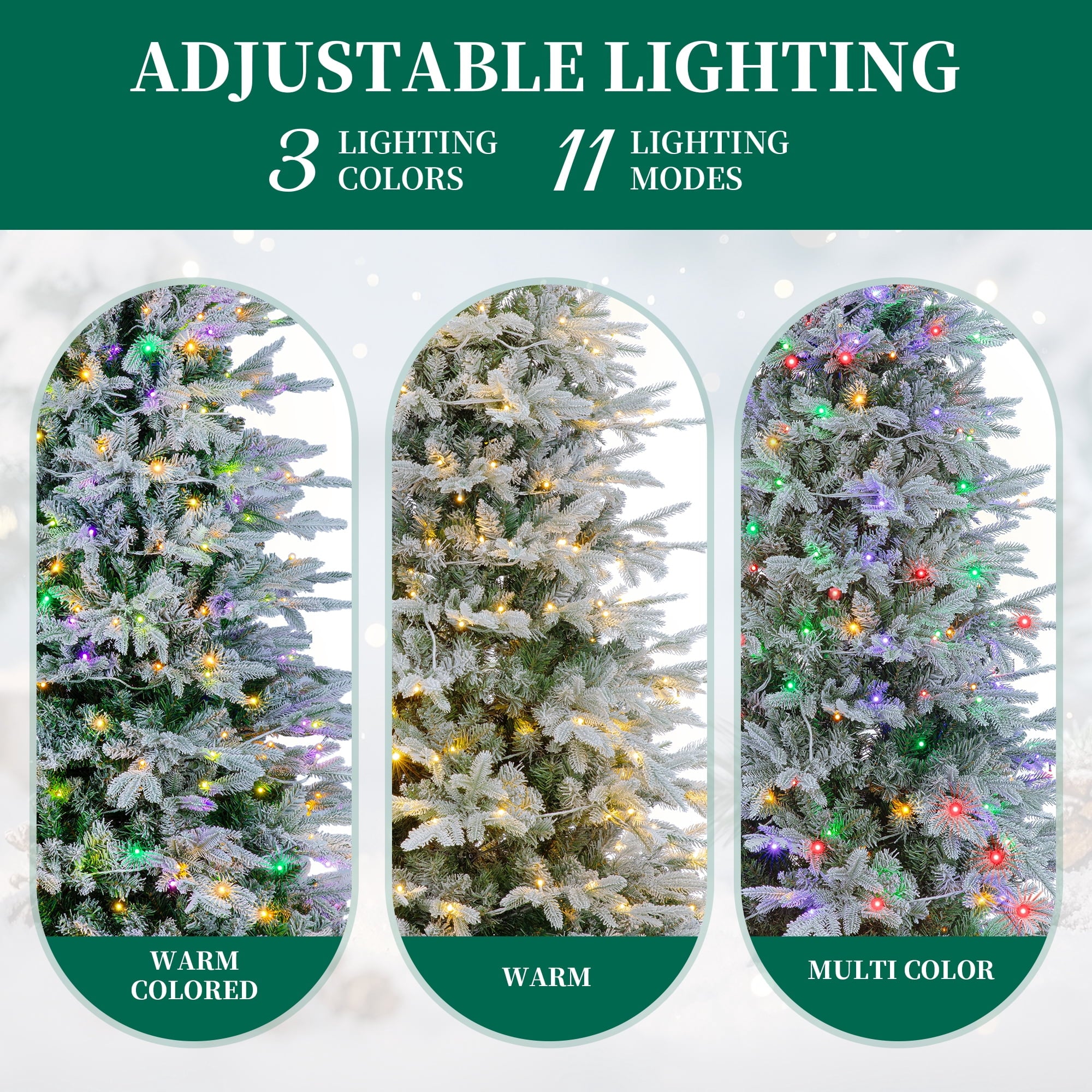 Fenbeli 6ft Prelit Christmas Tree with Lights Artificial Christmas Tree with Colorful LED Lights Hinged Branches Metal Stand