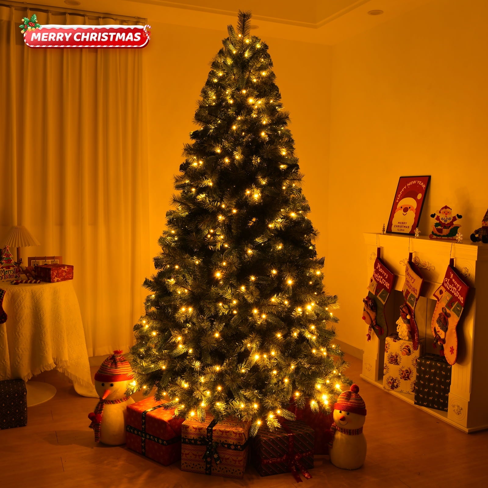 Fenbeli Artificial Christmas Tree 6ft with 1,000 Tips, Metal Base, Green