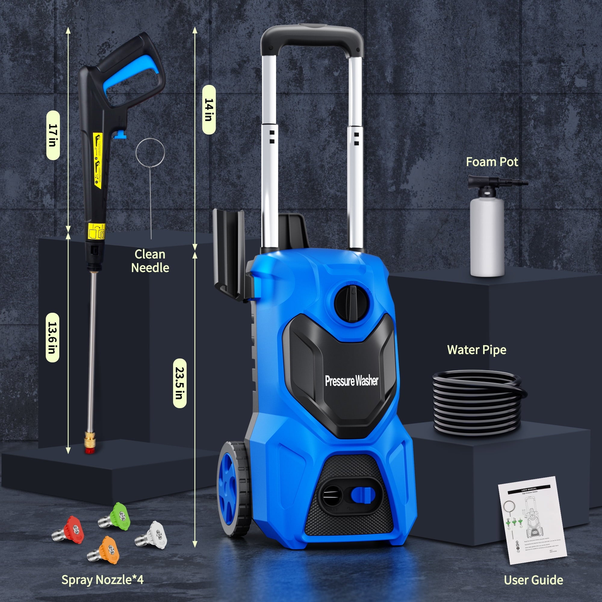 Fenbeli Electric Pressure Washer, 4800 PSI 3.2GPM Power Washer for Cars, Fences and Patios