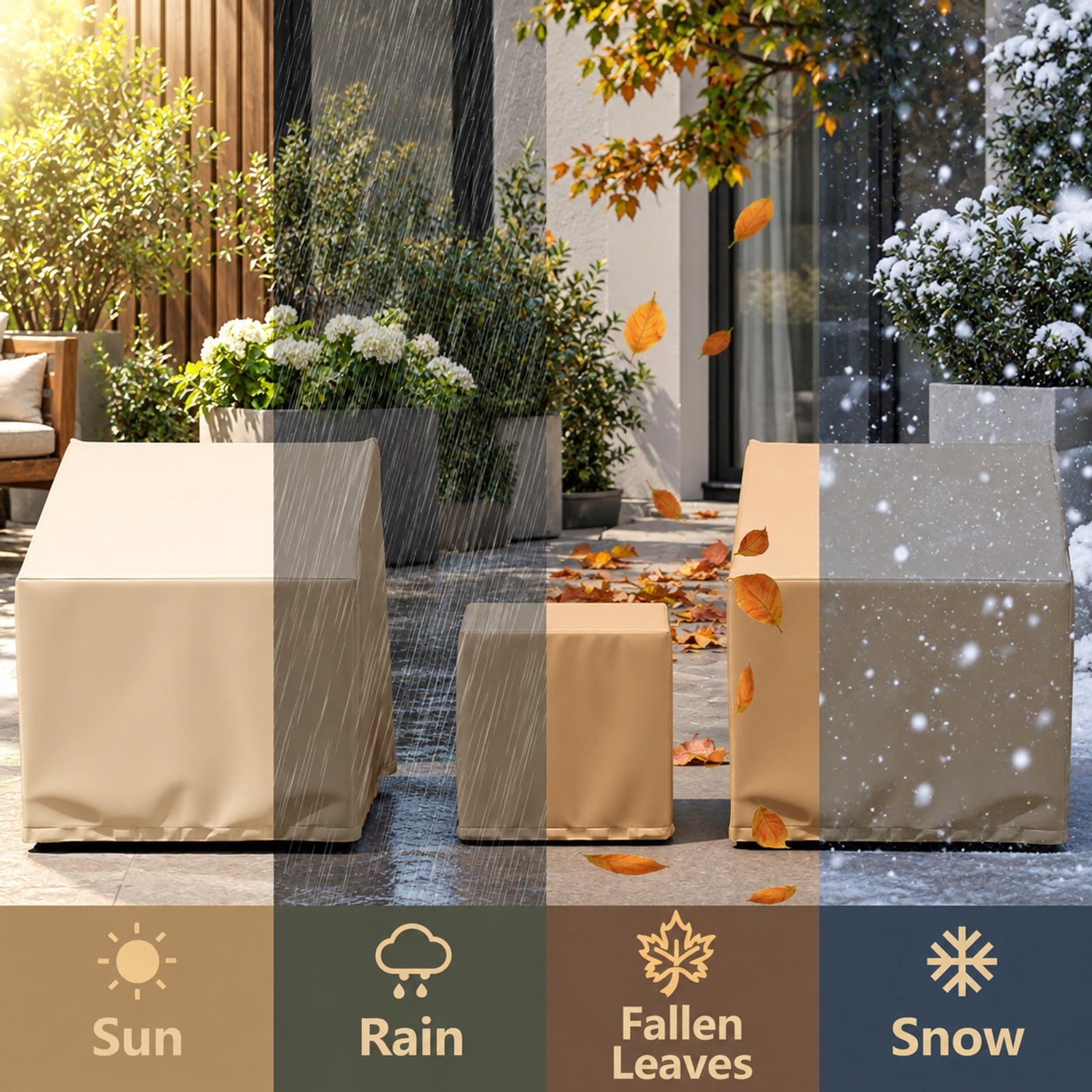 Fenbeli Patio Furniture Covers Waterproof Outdoor Conversation Covers for 3 Pieces Bistro Set, Polyester PU Frame, 32 x 30 x 24.5 Footprint