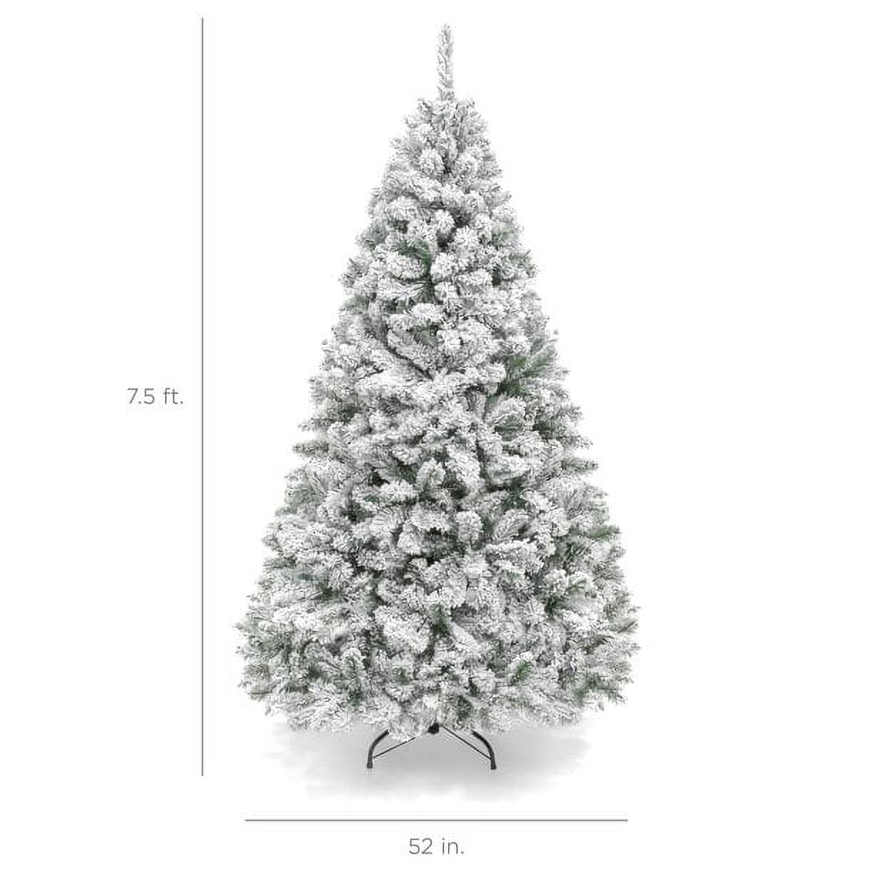 Fenbeli 7.5ft Snow Flocked Hinged Artificial Christmas Tree without Lights, White