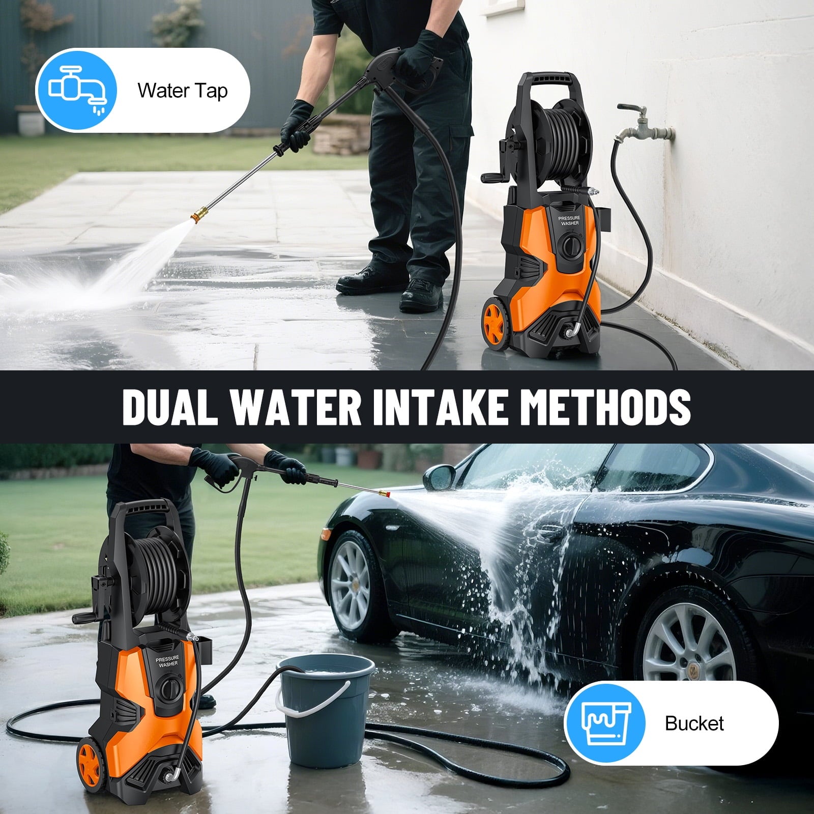 Fenbeli 4500PSI Pressure Washer Electric Power Washer with 23FT Hose and 20FT Power Cord for Cars with 4 Quick Connect Nozzles And 500ml Foam Cannon
