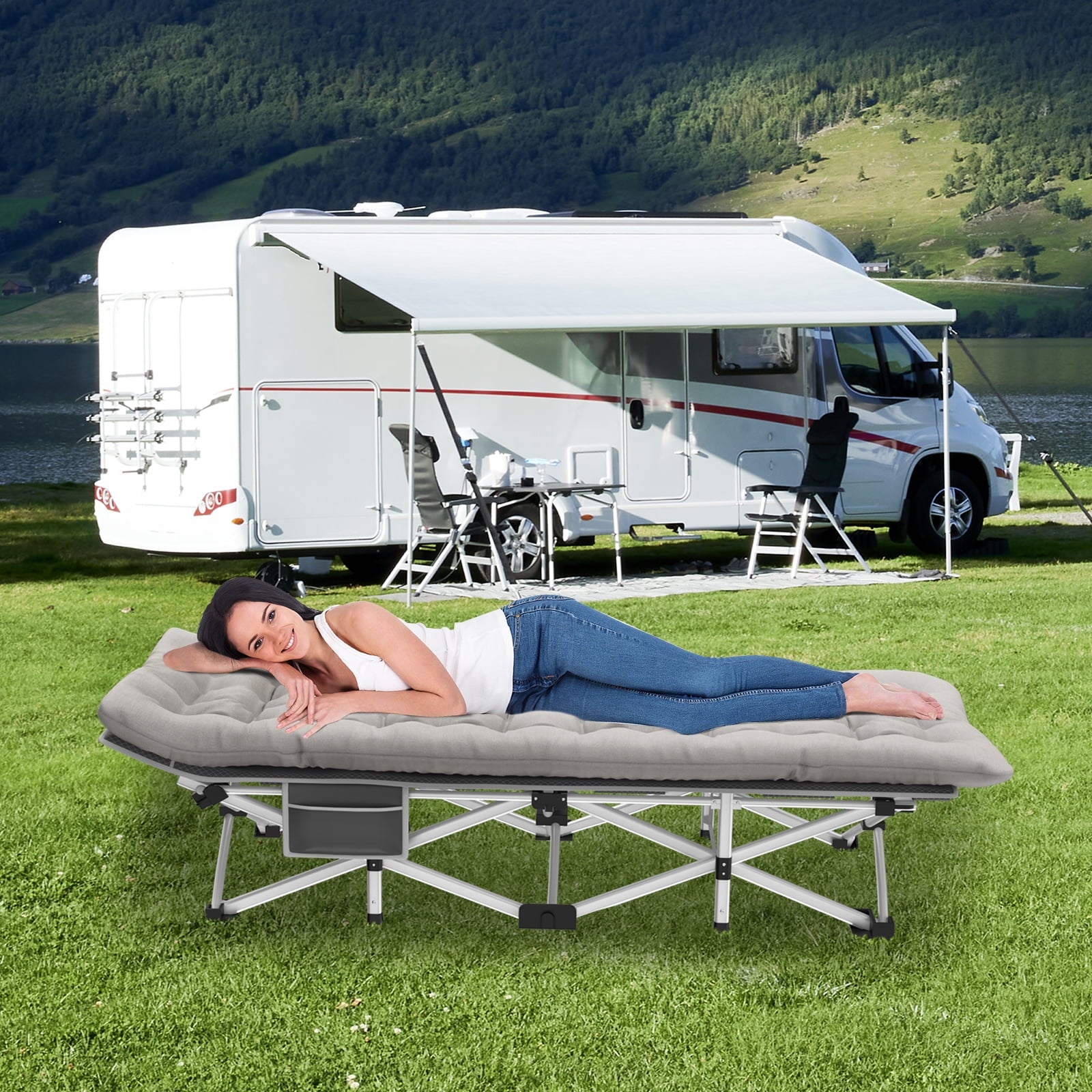 Fenbeli 28in Folding Camping Cot for Adults Heavy-duty Sleeping Cot