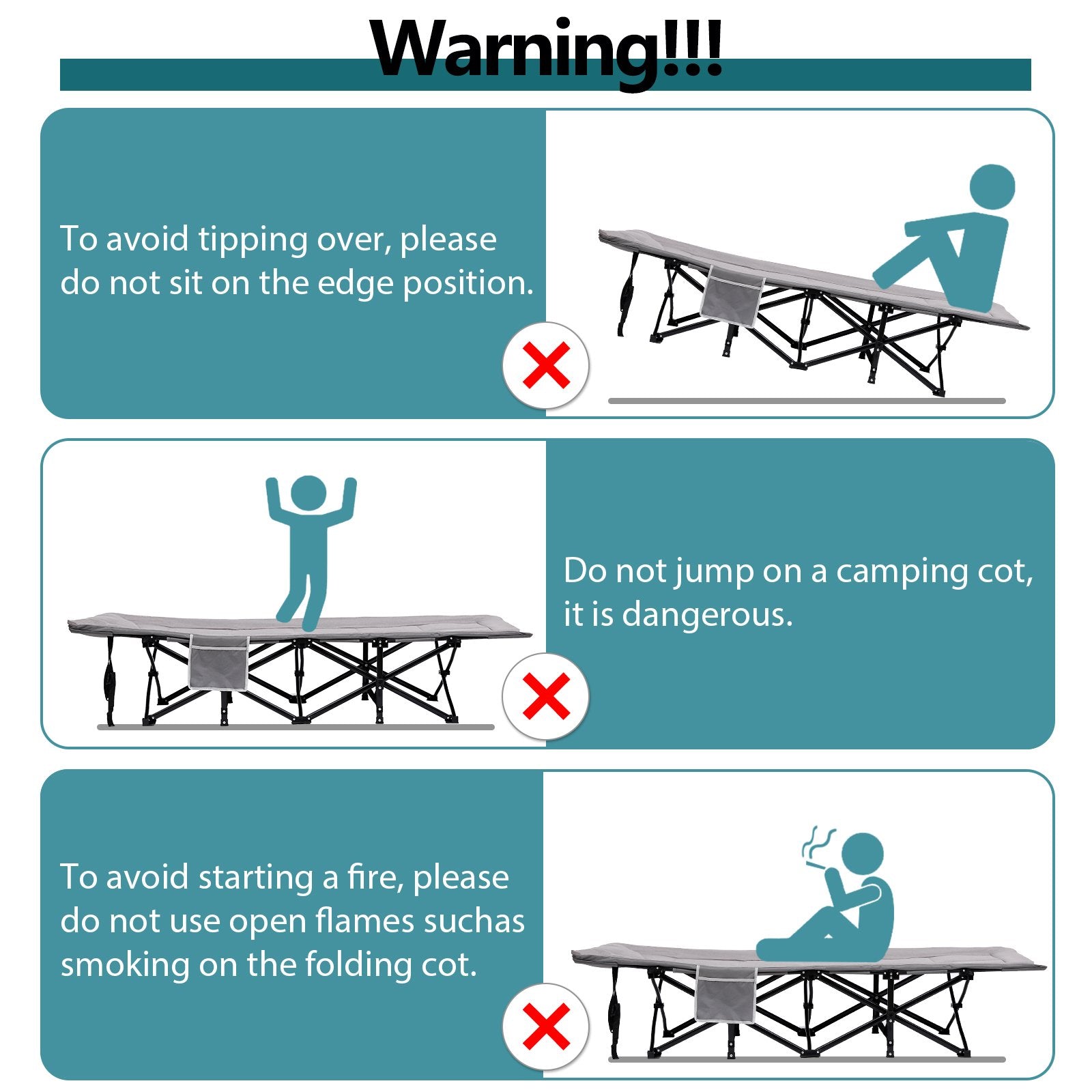 Folding Camping Cot for Adults, Padded Camp Cots for Sleeping Portable Camping Bed for Outdoor Travel Folding Cot Heavy Duty with Carry Bag