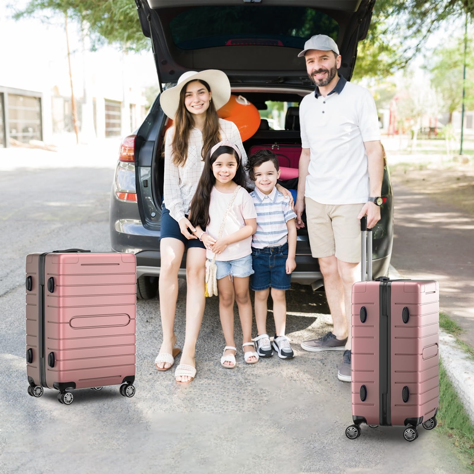 Fenbeli 3 Piece Luggage Sets with TSA Locks Hardside Suitcase Set with Spinner Wheels 20in24in28in Rose Pink