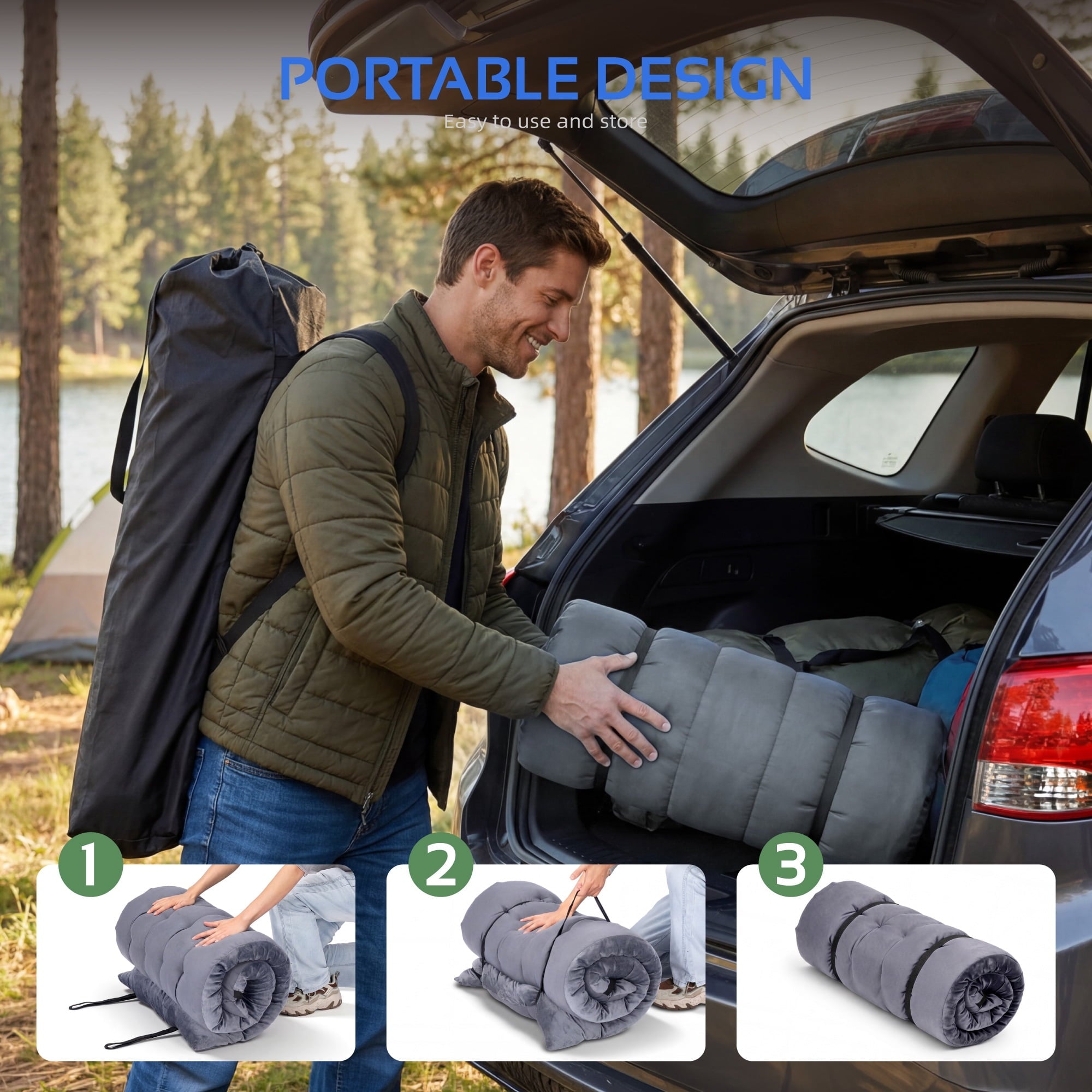 Fenbeli Heavy Duty Camping Cot for Adults Folding Sleeping Cot Bed with Mattress, Gray