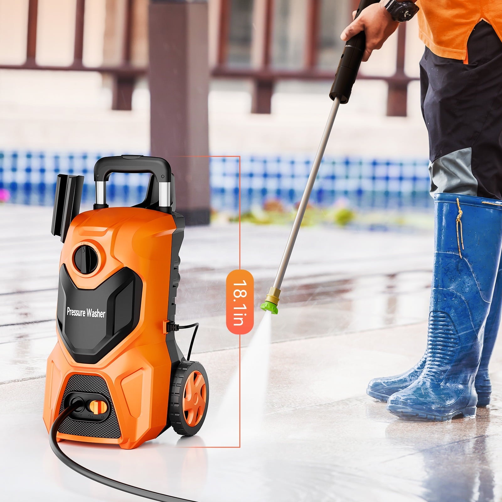 Fenbeli 3800 PSI Electric Pressure Washer, 2.6 GPM Power Washer Electric Powered with Foam Cannon, 4 Quick-Connect Nozzles, Portable Electric Power Washer for Car, Patio, Home Cleaning