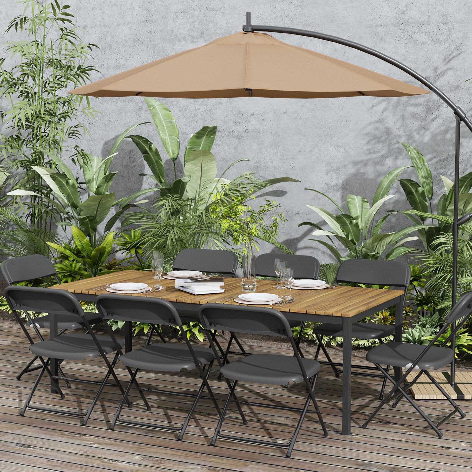 Furnibear 10 Pack Plastic Folding Chairs Indoor/Outdoor Foldable Chair Set, 350 lbs Capacity, Black