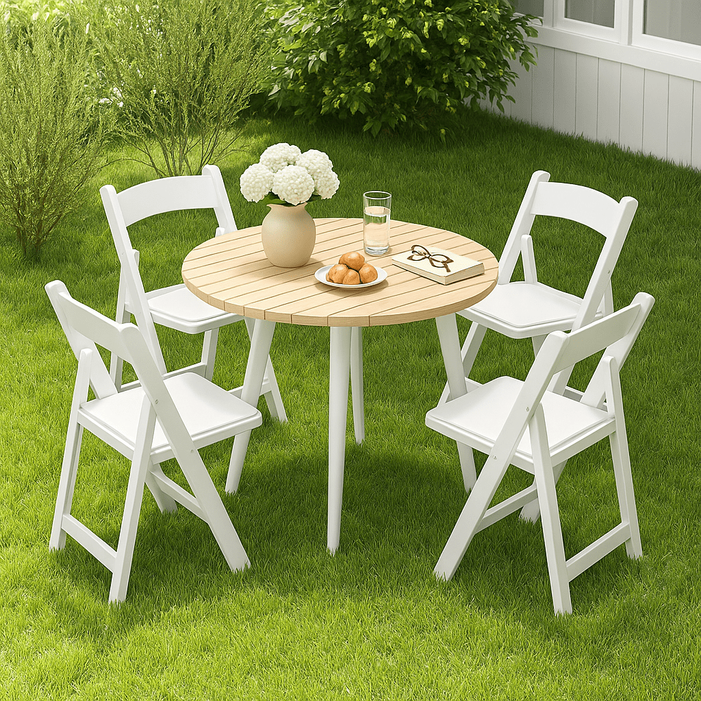 Fenbeli 4 Pack White Resin Folding Chairs with Padded Seats - Indoor/Outdoor Folding Chairs for Events Lightweight Foldable Chairs