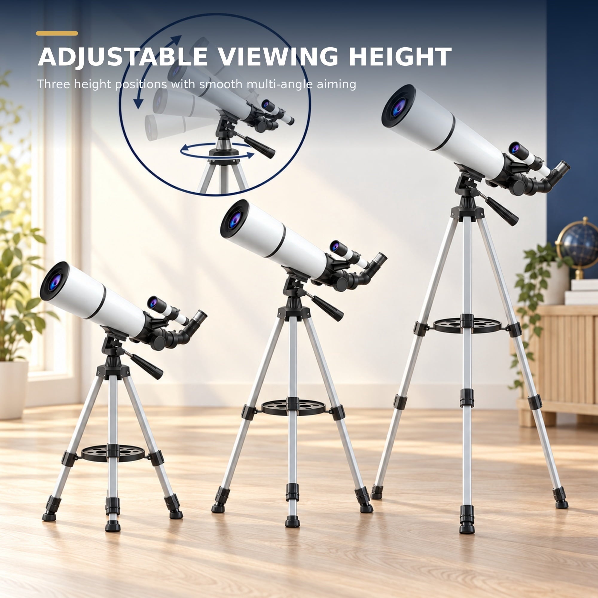 Fenbeli Telescope for Adults and Kids, 80mm Aperture 500mm Refractor Telescope for Beginners, High Powered 20x to 50x Astronomy Optics, AZ Mount Tripod, Portable for Moon, Stargazing, Birding, White