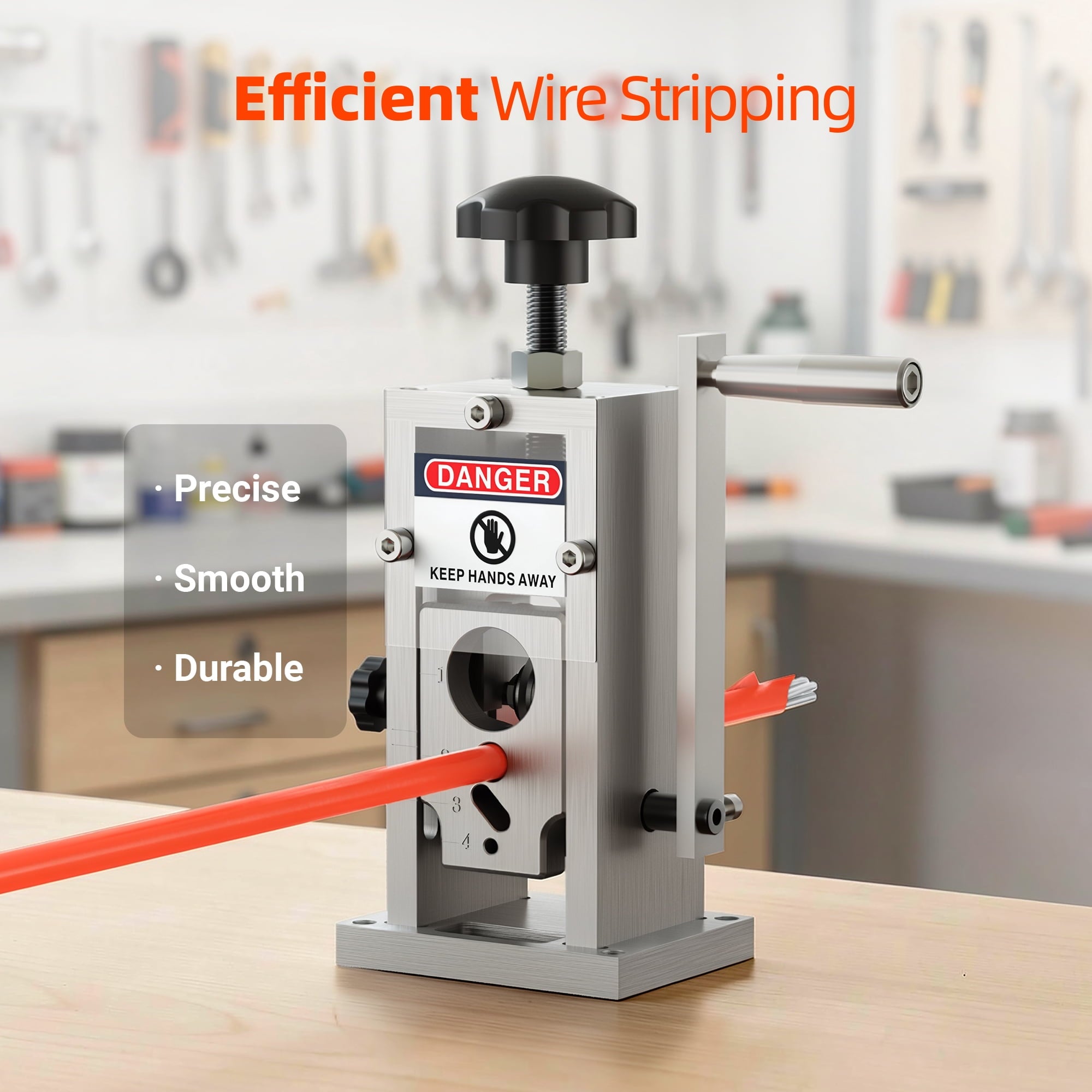 Fenbeli Manual Wire Stripping Machine 0.06-1.5in Heavy Duty with Hand Crank and Drill Powered for Scrap Copper Recycling, White