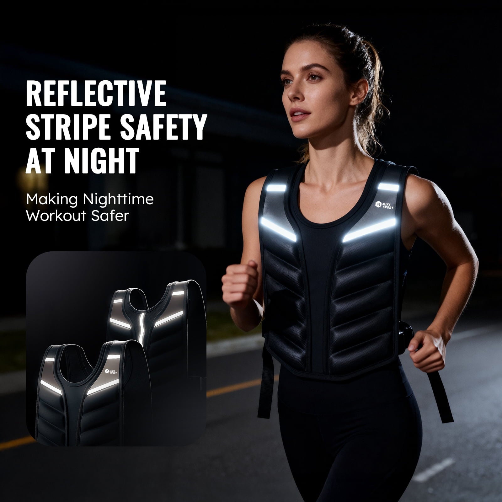Fenbeli Weighted Vest 15lb/20lb for Men Women, Adjustable Body Weight Vest with Iron Sand, Reflective Stripes, Breathable Padded Shoulder Training Vest for Running Walking Workout, Black
