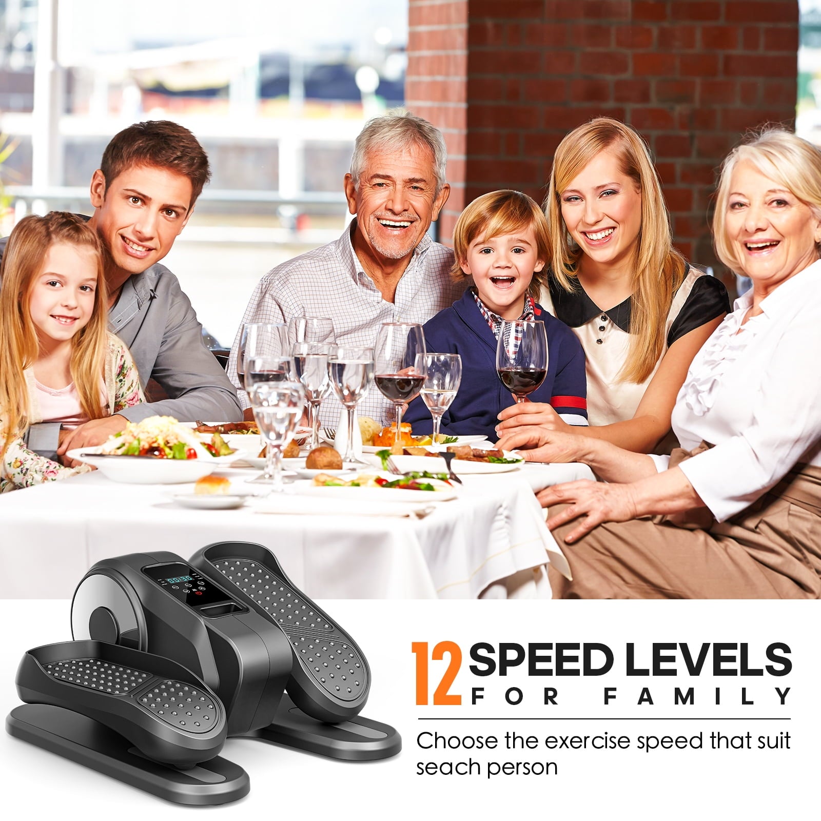 Fenbeli Under Desk Elliptical Machine Electric Ellipse Leg Exerciser for Seniors, 2-in-1 Pedal Exerciser with Remote