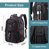Fenbeli 50L Extra Large Travel Laptop Backpack, TSA Approved Carry On Backpack with USB Charging Port, Fits 17.3 Laptop, Water Resistant College Business Work Backpack for Men and Women, Black