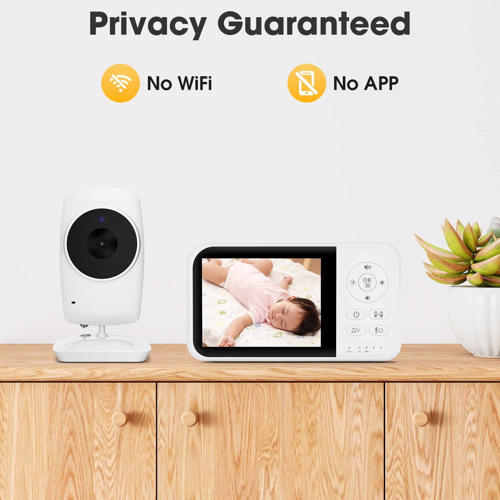 Fenbeli Baby Monitor with Camera and Audio, 3.2'' HD Screen Baby Camera for Baby/Elderly, ECO/VOX Mode, Night Vision