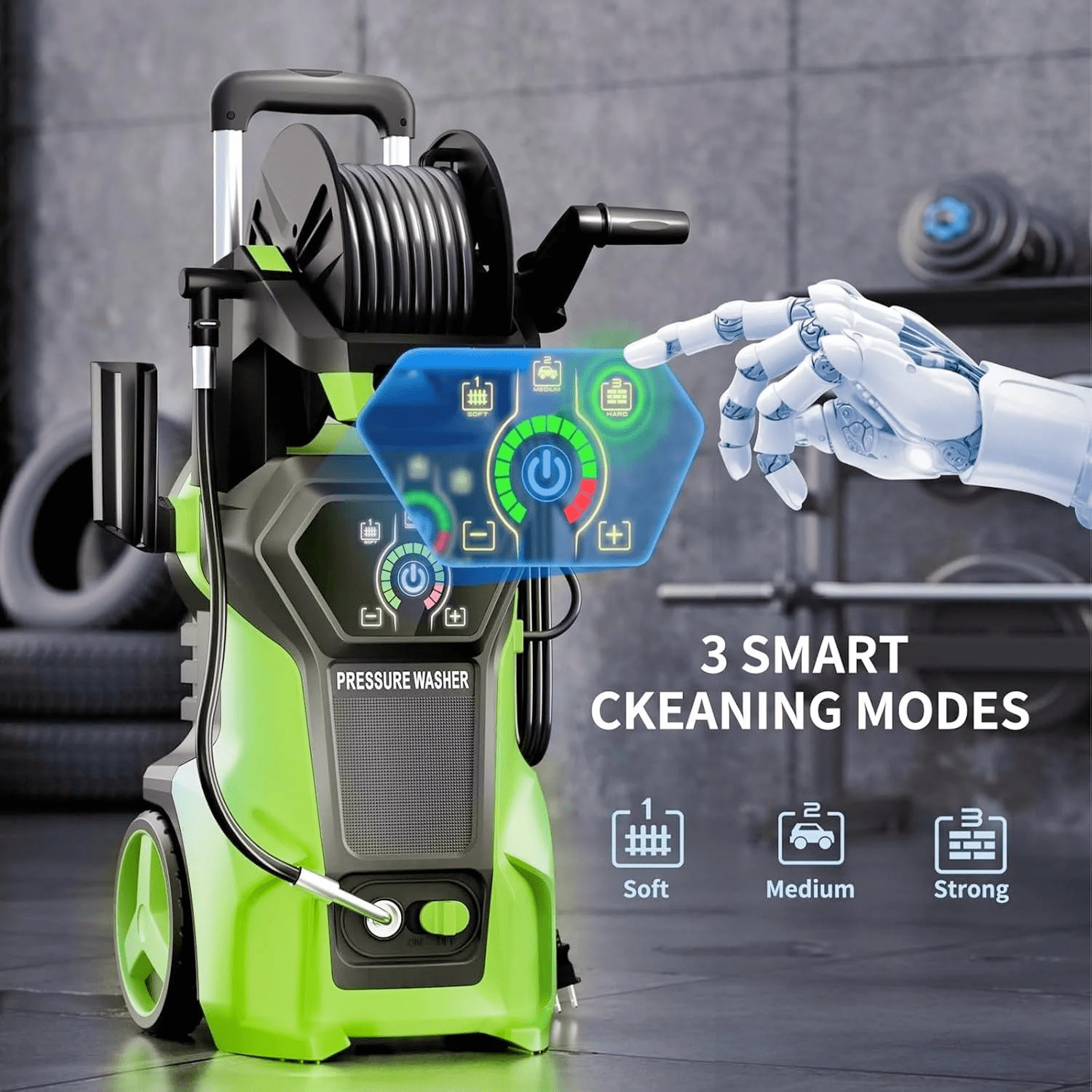 Fenbeli Electric Pressure Washer, 5000 PSI 3.2 GPM Touch Screen Adjustable Pressure, 4 Nozzles and Foam Cannon Power Washer Cleaning for Patio