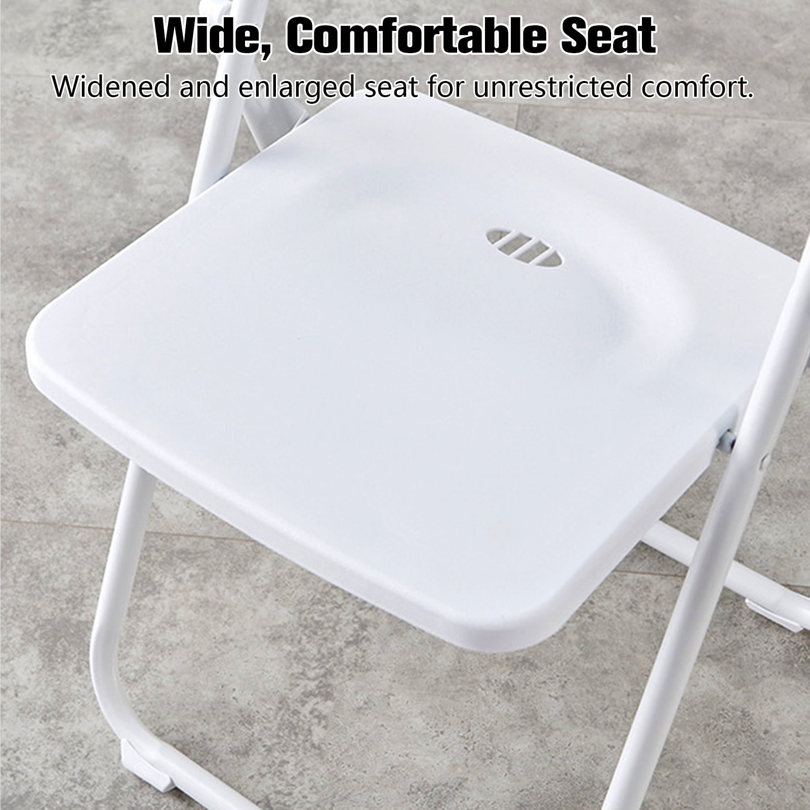 Harigal White Plastic Folding Chairs 6 Pack, Foldable Stacking Chairs for Outdoor & Indoor, Reinforced Metal Frame, 330LBS Capacity