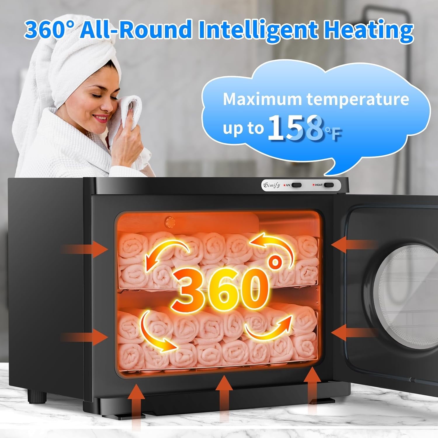 Fenbeli Hot Towel Warmer Professional 23L Large Capacity Hot Towel Cabinet with See Through Window 2-in-1 Spa Towel Warmers