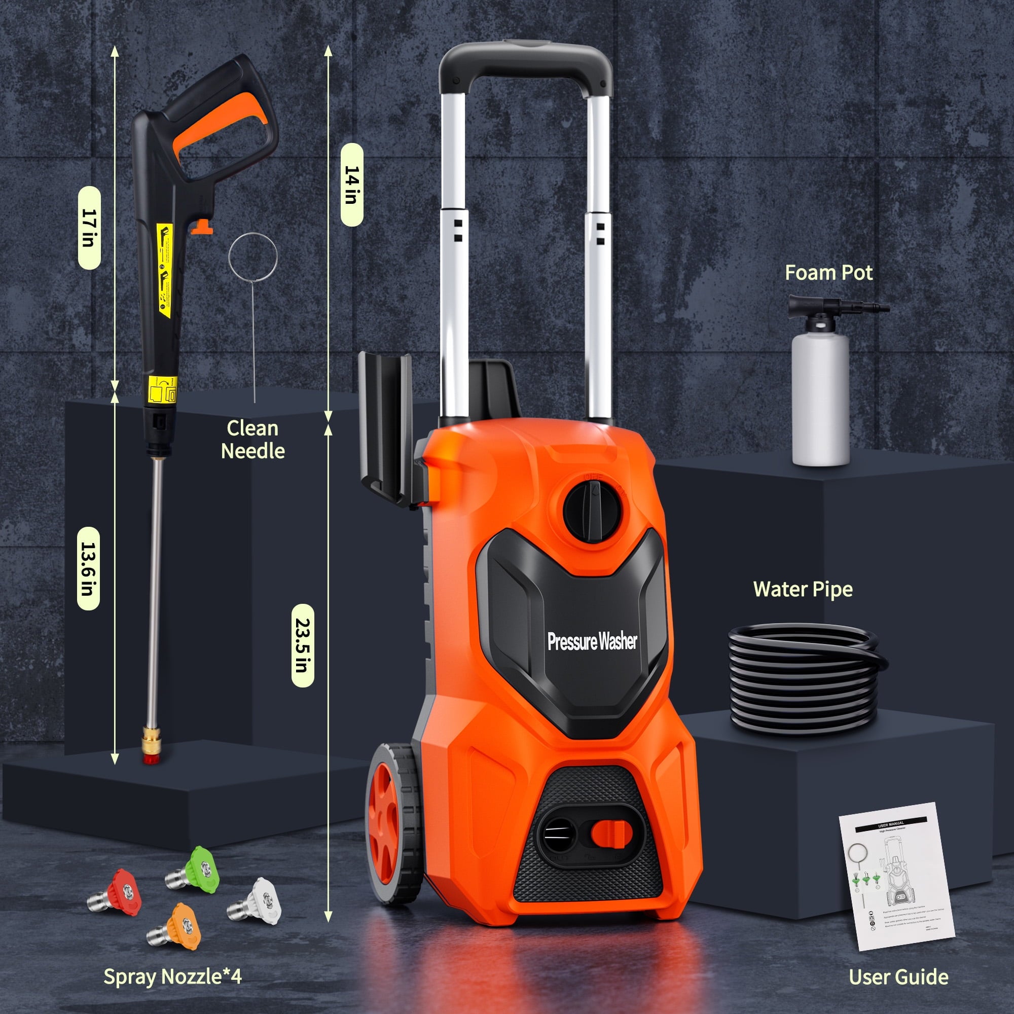 Fenbeli Electric Pressure Washer, 4800 PSI 3.2GPM Power Washer for Cars, Fences and Patios