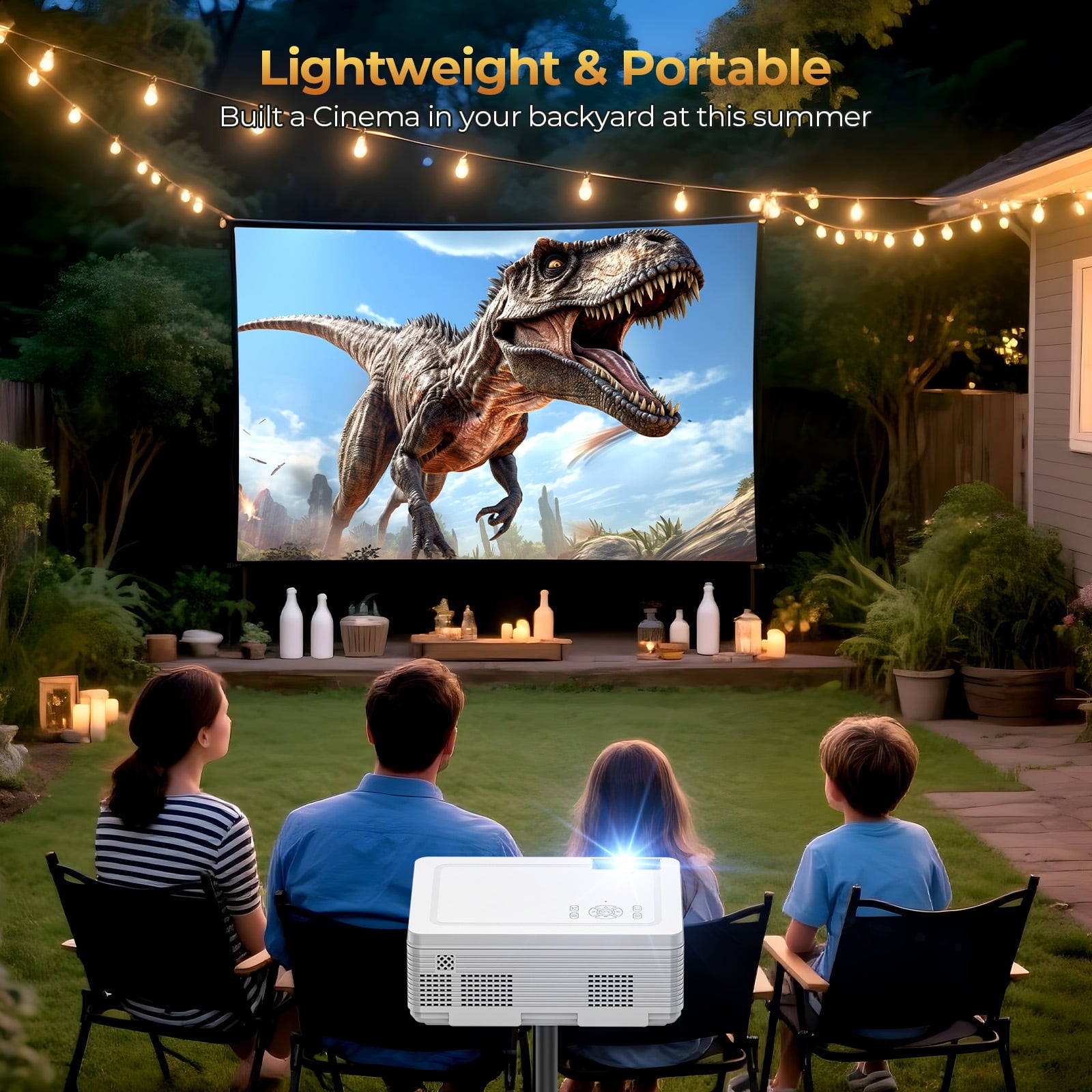 Fenbeli 1080P Bluetooth Projector Full HD Portable Movie Projector for Home Bedroom Compatible with Smartphone HDMI White