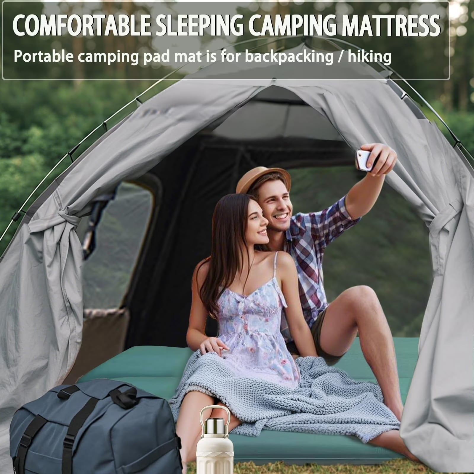 Fenbeli Self-Inflating Sleeping Pad with Pillow,3.2" Thick Memory Foam Camping Mattress, R-Value 9.5 Insulated 4-Season Camp Pad for Tent,Backpacking,Hunting & Hiking,20-Second Quick Inflate, Green