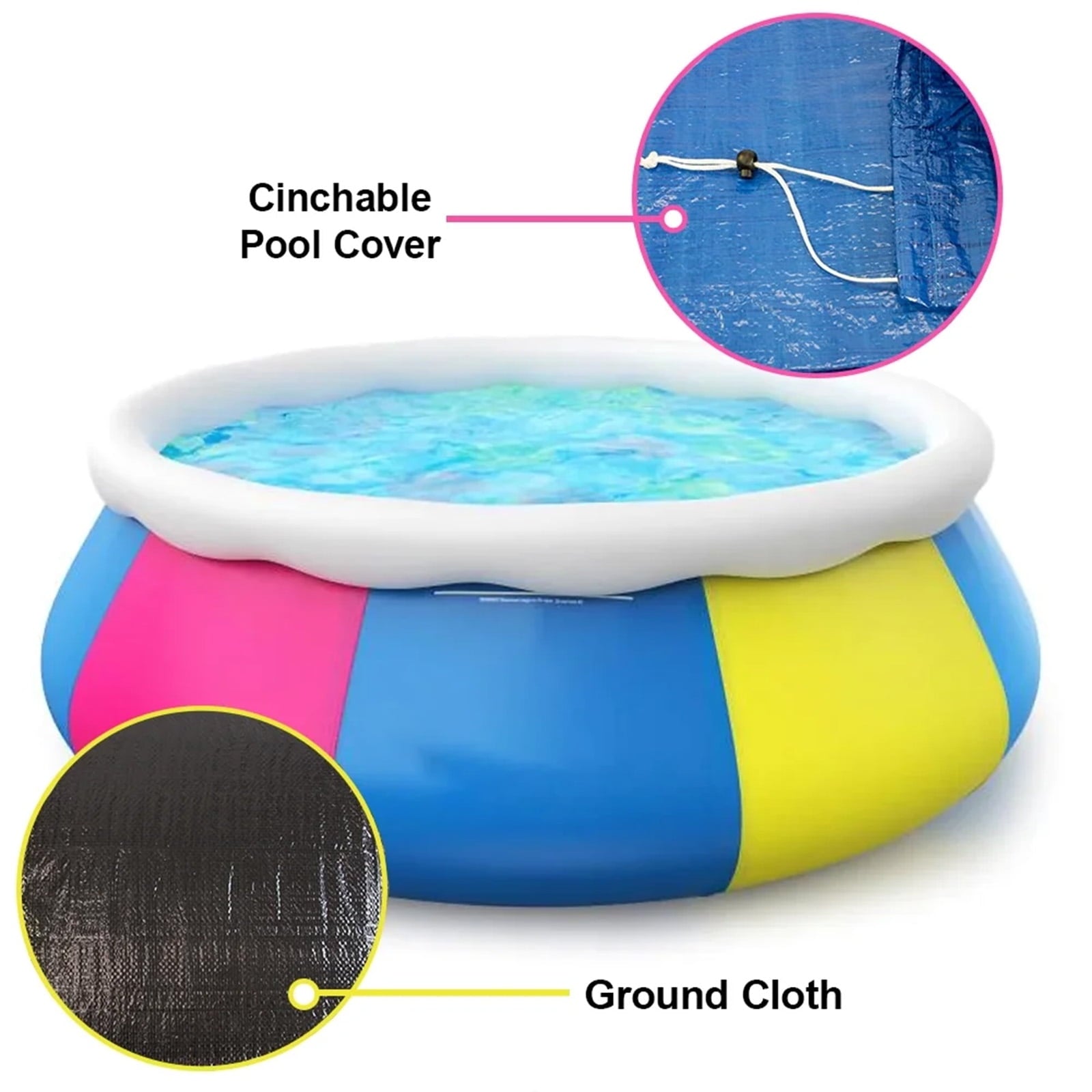 Fenbeli 18ft x 48in Round Inflatable Top Ring Swimming Pool, Multicolor