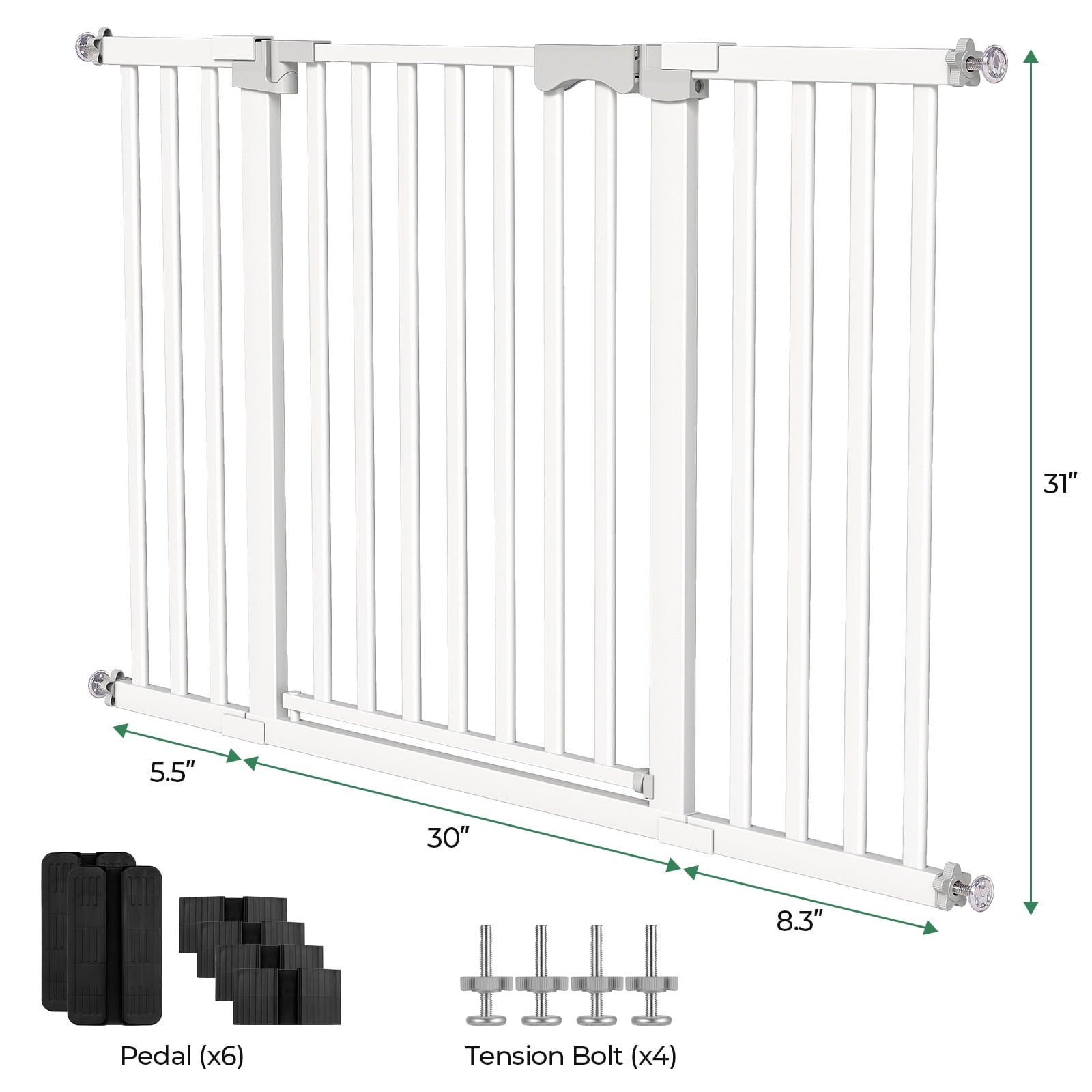 Fenbeli 30-50 Baby Gates for Doorway Auto Close Pet Gate Gifts for Mom Easy Install Pressure Mounted Dog Door White