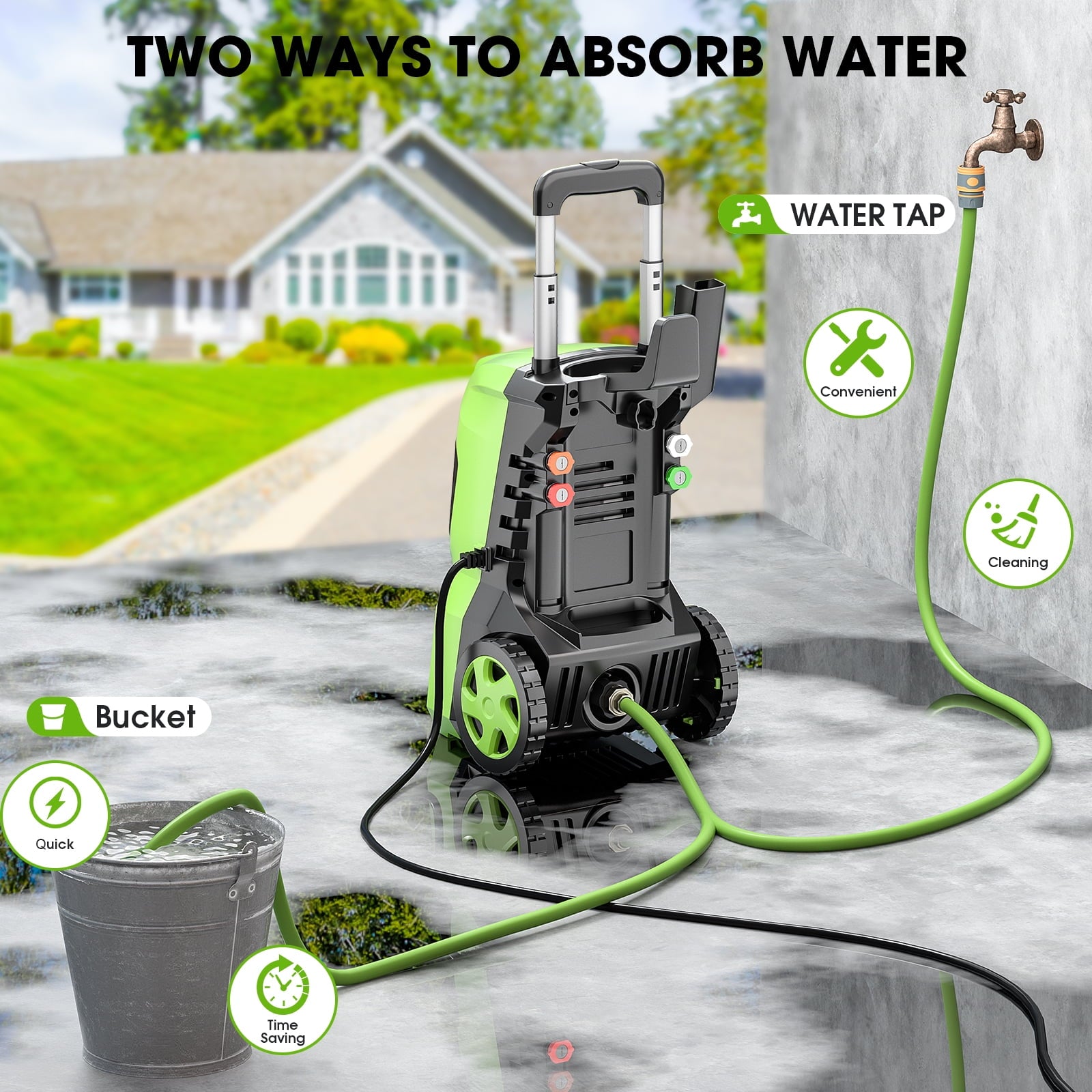 Fenbeli Electric Pressure Washer, 4800PSI Max 2.8 GPM for Car/Driveway/Patio/Pool Clean, Touch Screen