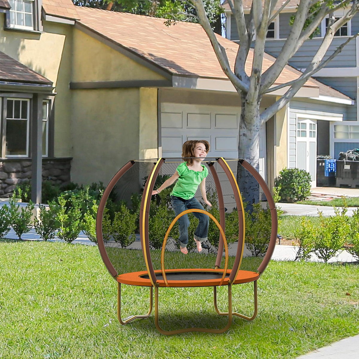 Fenbeli 42in Trampoline for Kids with Enclosure Net Mini Indoor/Outdoor Trampolines with Heavy Duty Frame