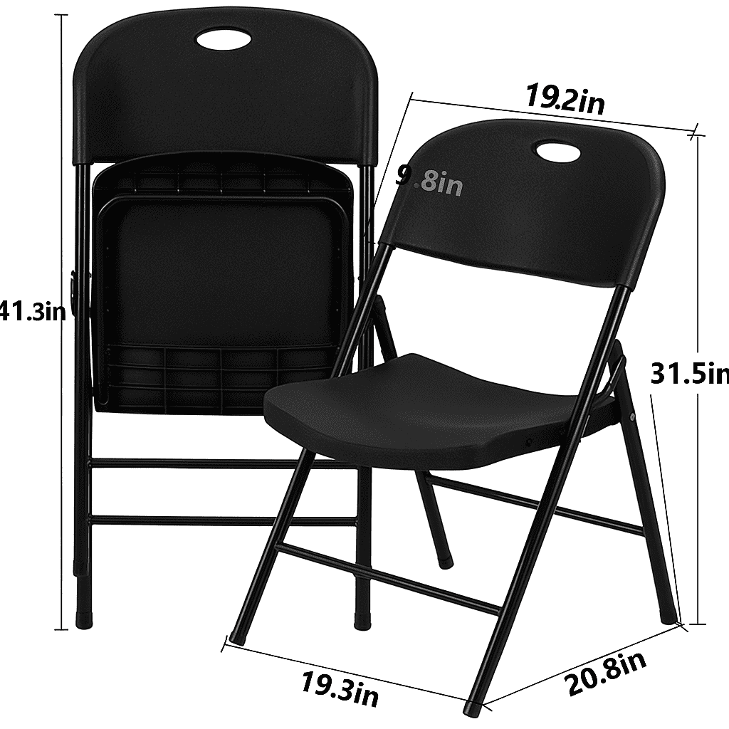 Fenbeli Folding Plastic Chair, 6-Pack, Black