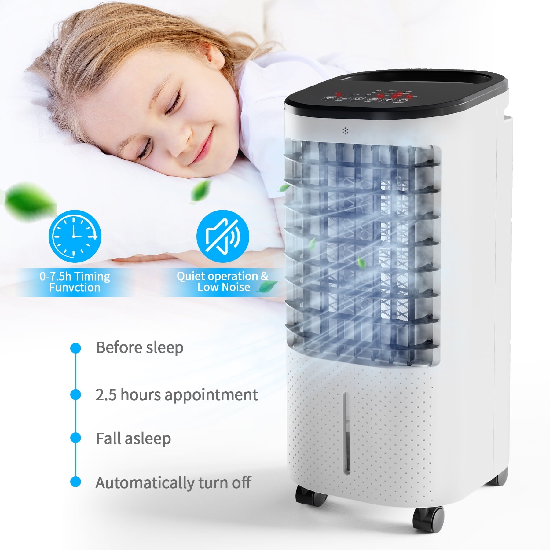 206 Evaporative Portable Air Cooler Fan and Humidifier, White