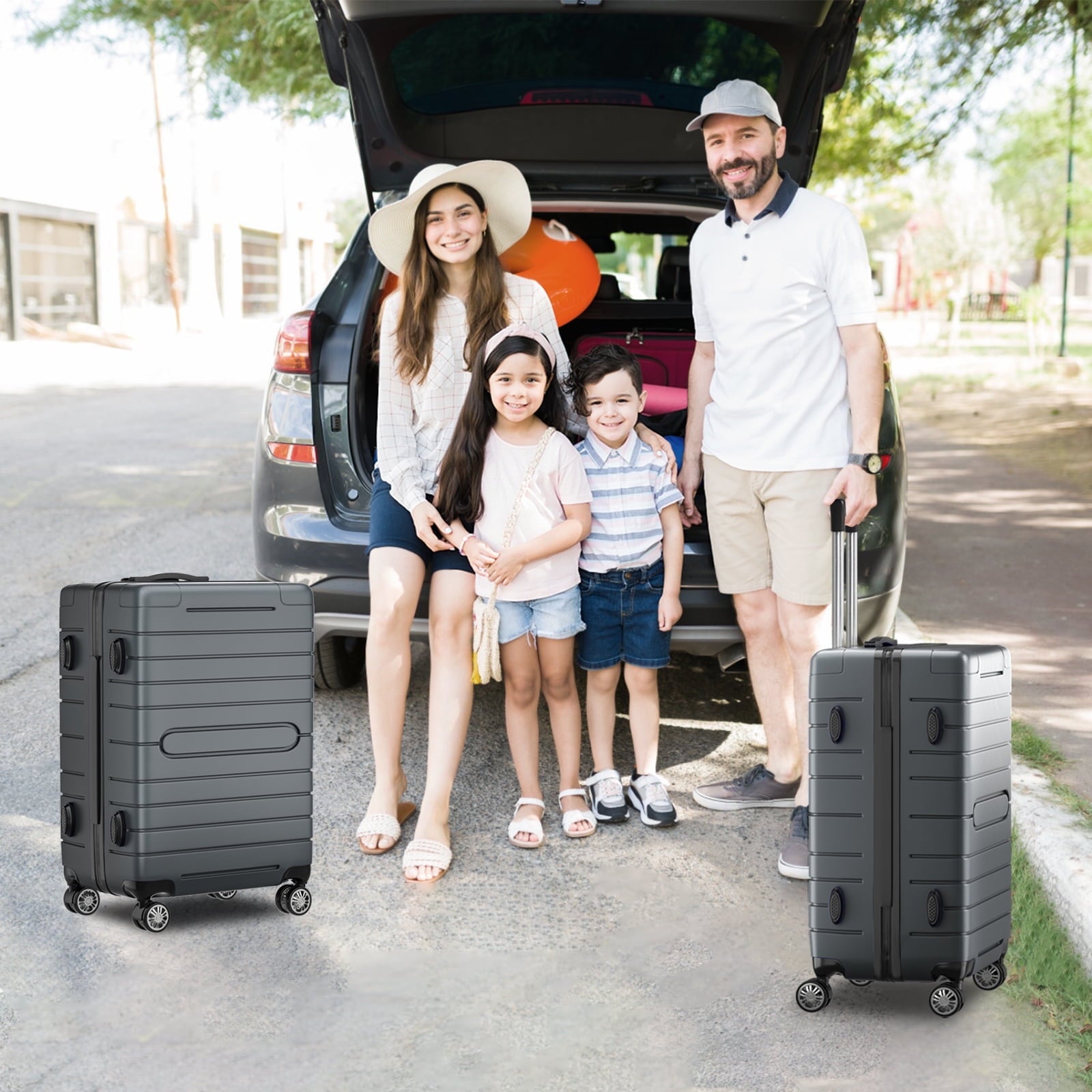 Fenbeli 3 Piece Luggage Sets with TSA Locks Hardside Suitcase Set with Spinner Wheels 20in24in28in Gray