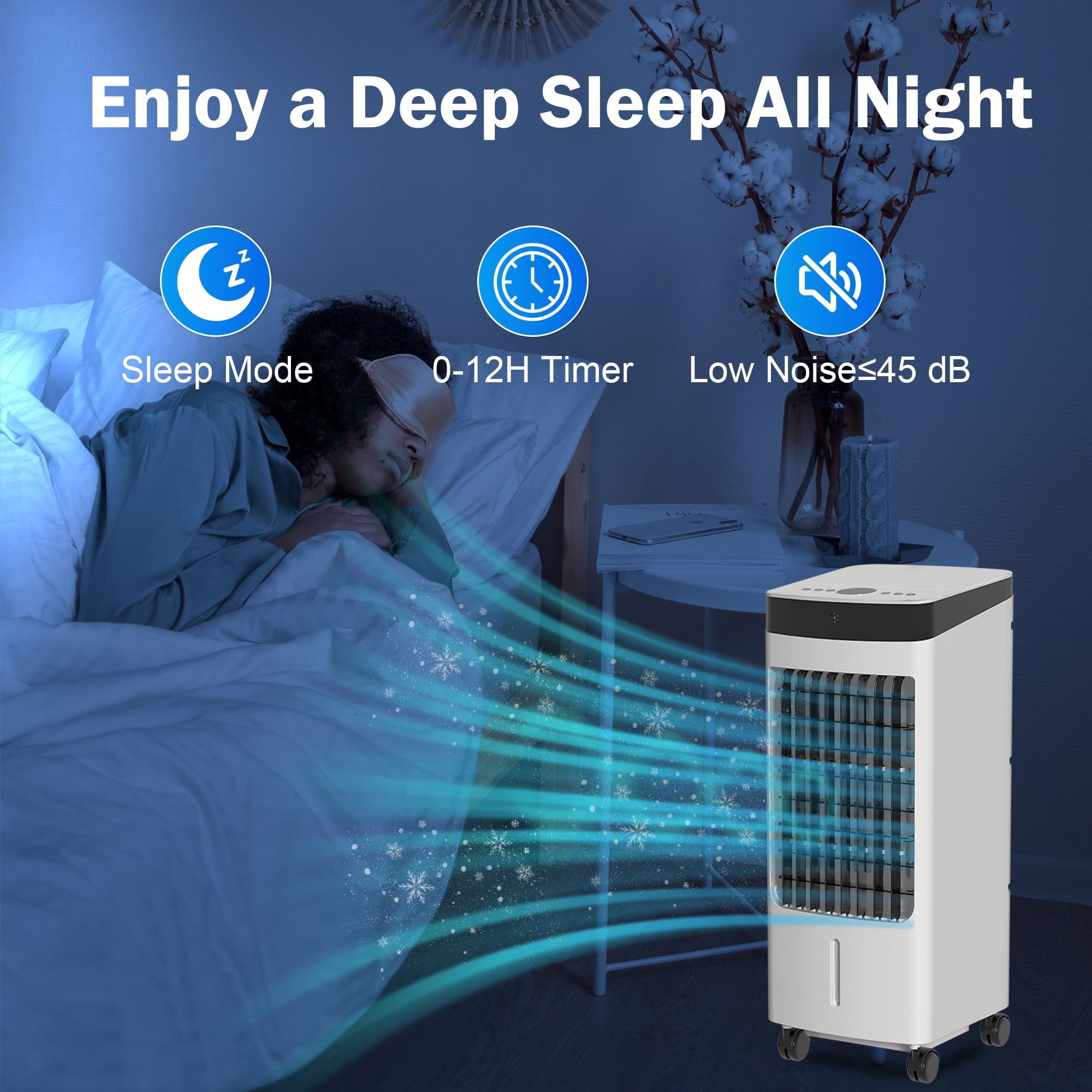 301 Evaporative Air Cooler Portable Air Cooling Fan, White