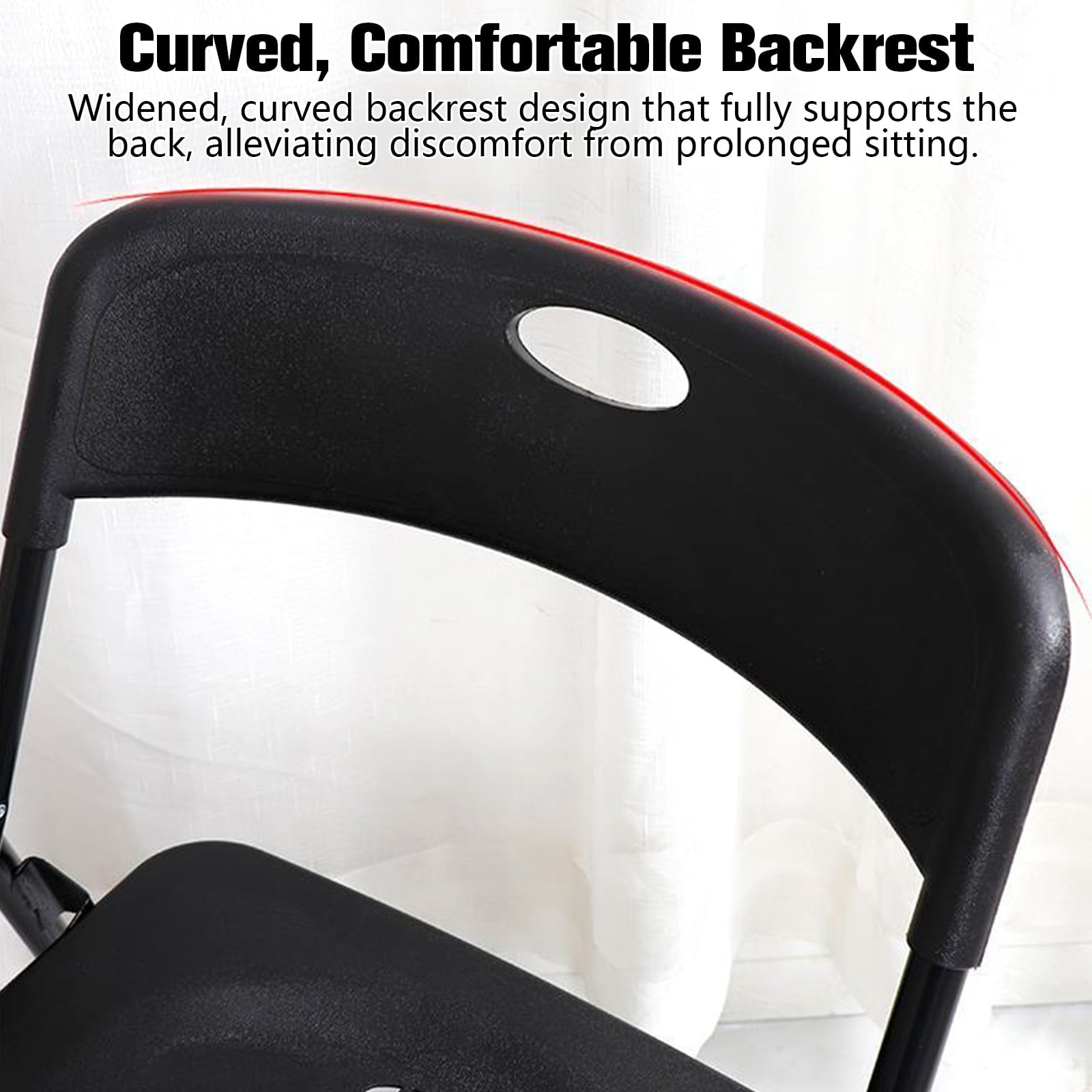 Harigal Black Plastic Folding Chairs 6 Pack, Foldable Stacking Chairs for Outdoor & Indoor, Reinforced Metal Frame, 330LBS Capacity