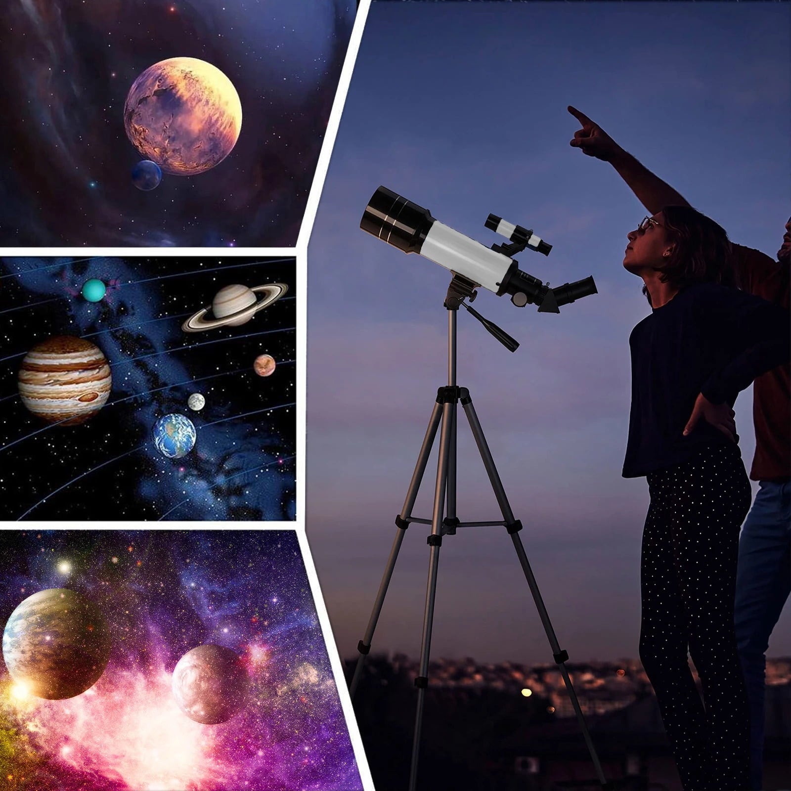 Fenbeli 70mm Astronomical Refractor Telescope for Kids Beginners and Adults with Tripod, Blue