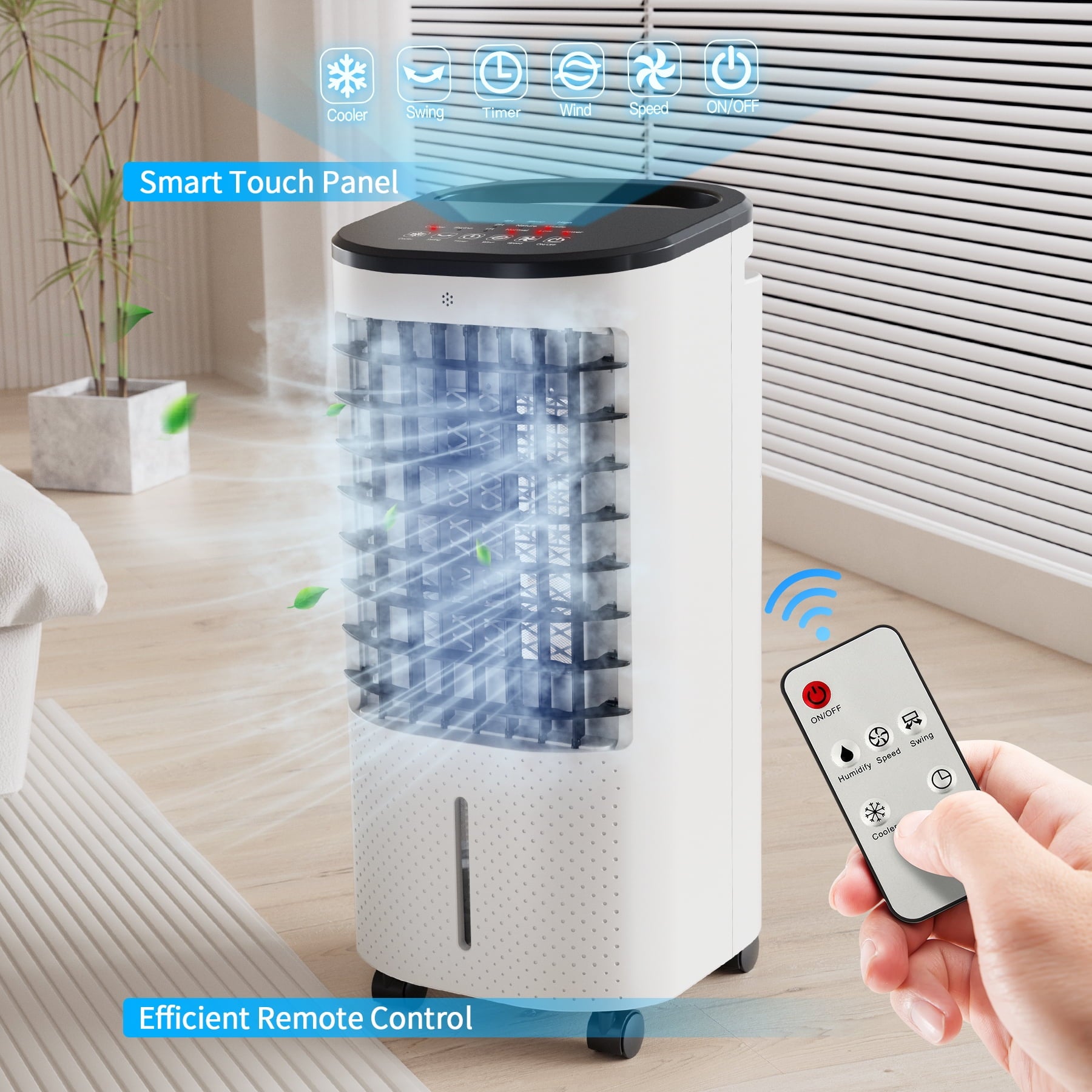 206 Evaporative Portable Air Cooler Fan and Humidifier, White