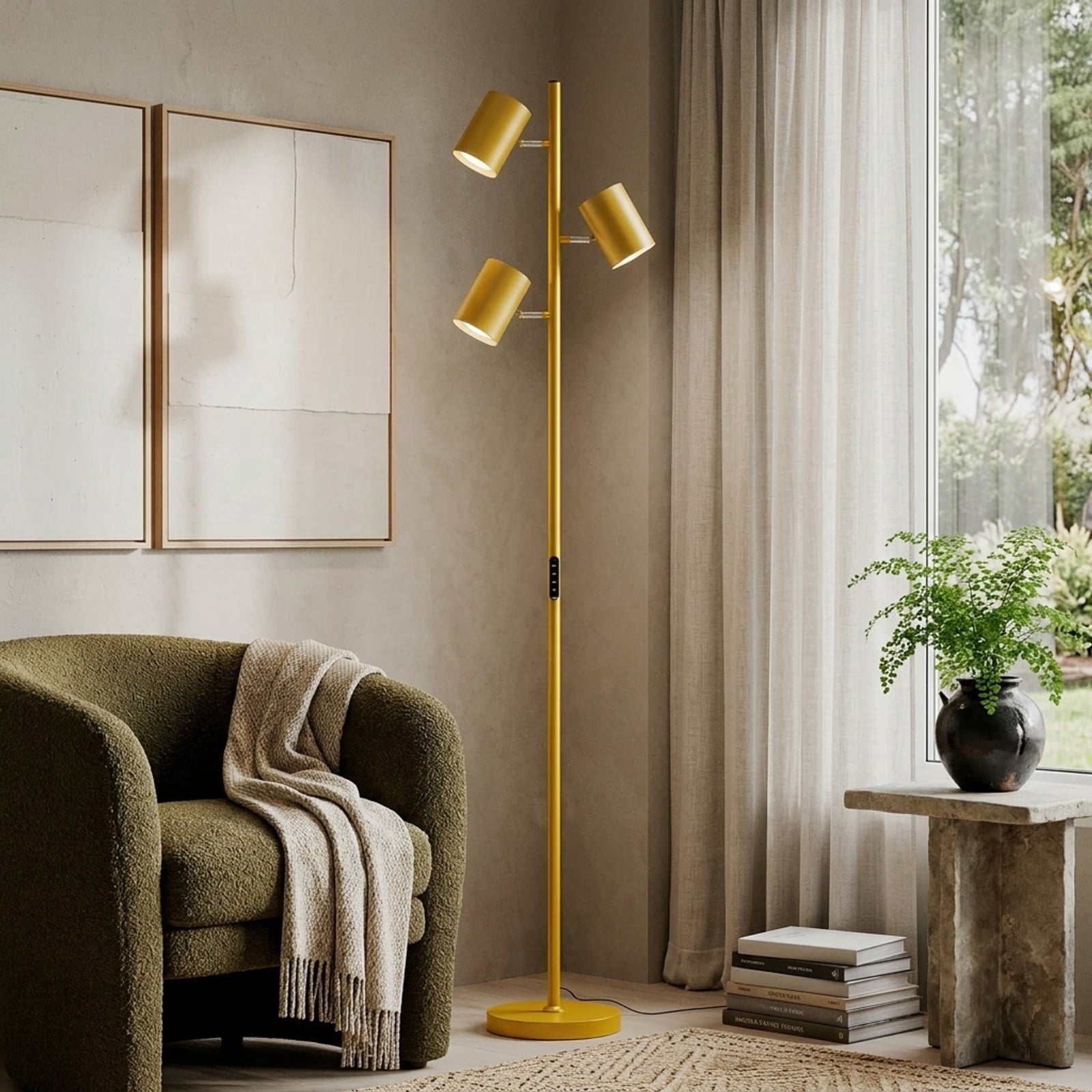 Fenbeli 3-Head Flower Floor Lamp, 68.5-Inch Tall Standing Lamp with Floral Multi-Light Design for Home Interior Lighting
