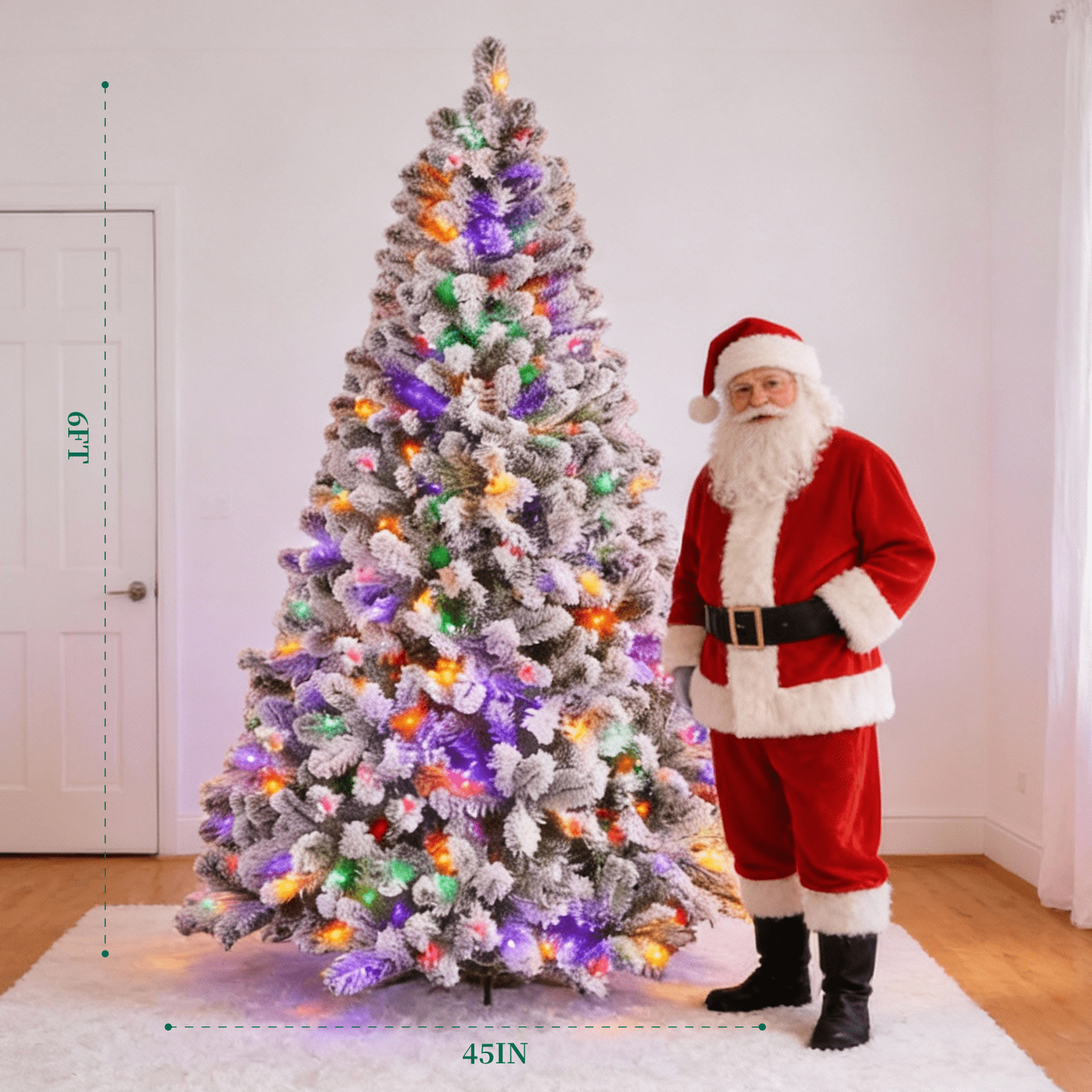 Fenbeli 6ft Pre-Lit Artificial Christmas Tree with 250 Multicolored LED Lights