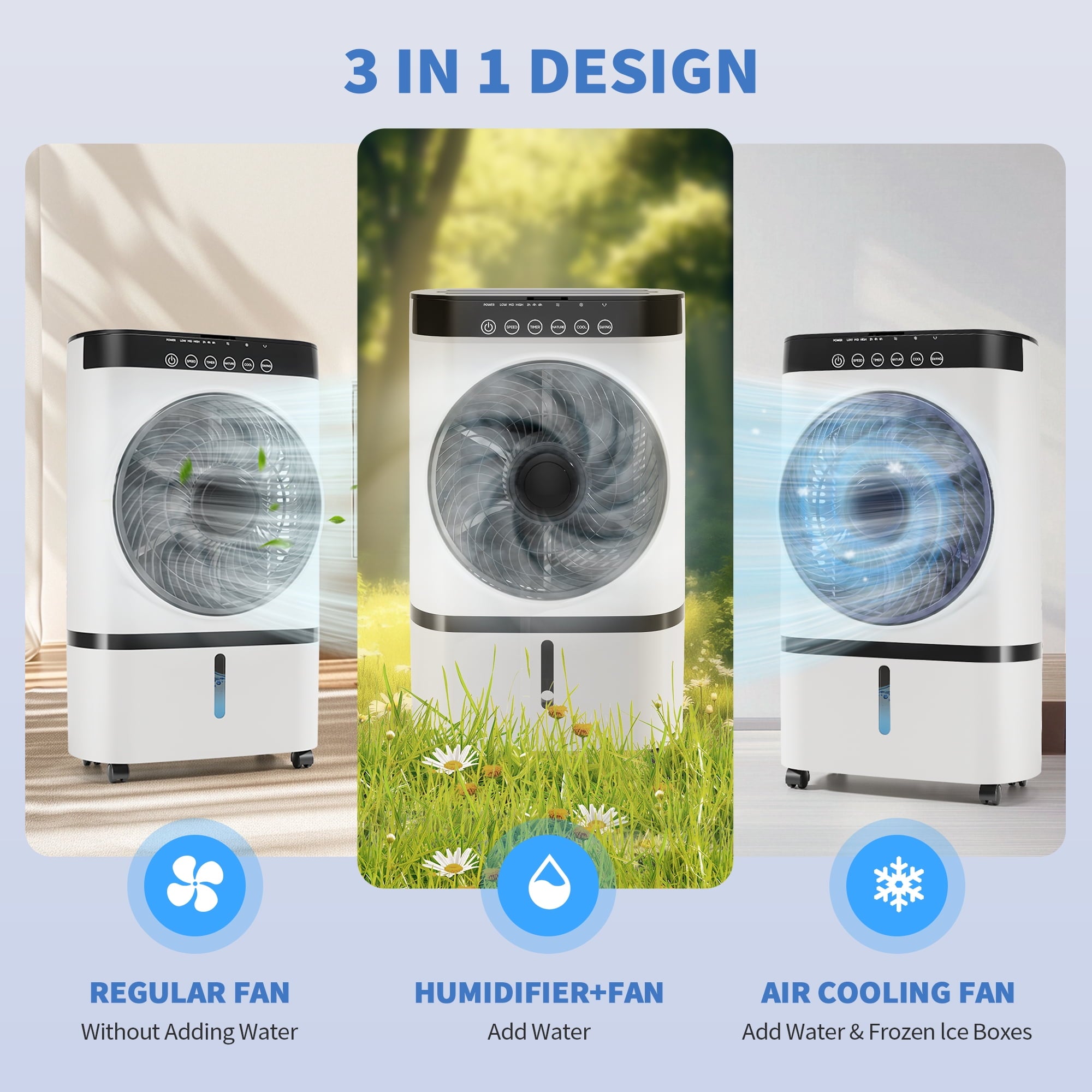 Fenbeli 3-in-1 Evaporative Portable Air Cooler with 3 Modes include Remote Control