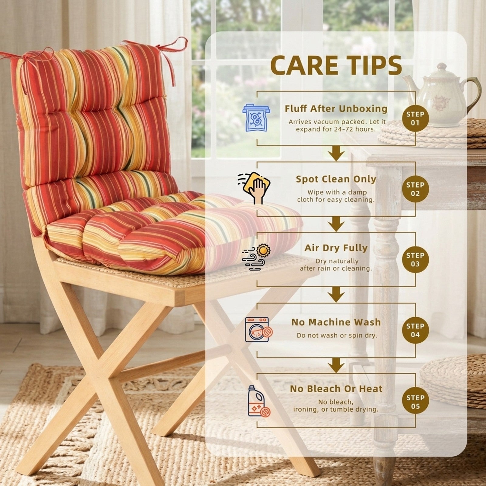 Fenbeli Tufted Chair Cushion, 42.52 ¡Á 21.65 ¡Á 5.91-Inch Seating Cushion with Tufted Surface for Chair Seating