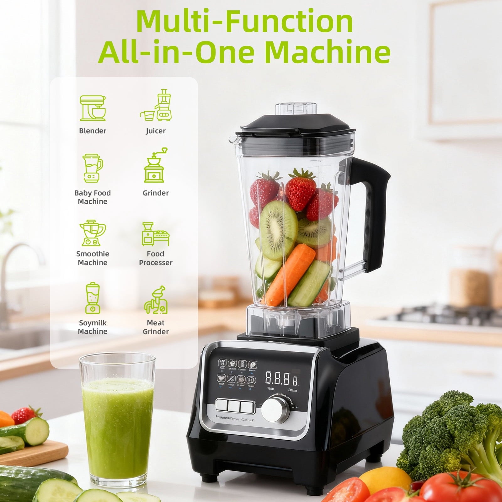 Fenbeli Blender for Kitchen,70oz 1400W Professional Blender,9-Speed Control, 8 Preset Programs for Smoothies,Make Soups, Jams, Frozen Fruit