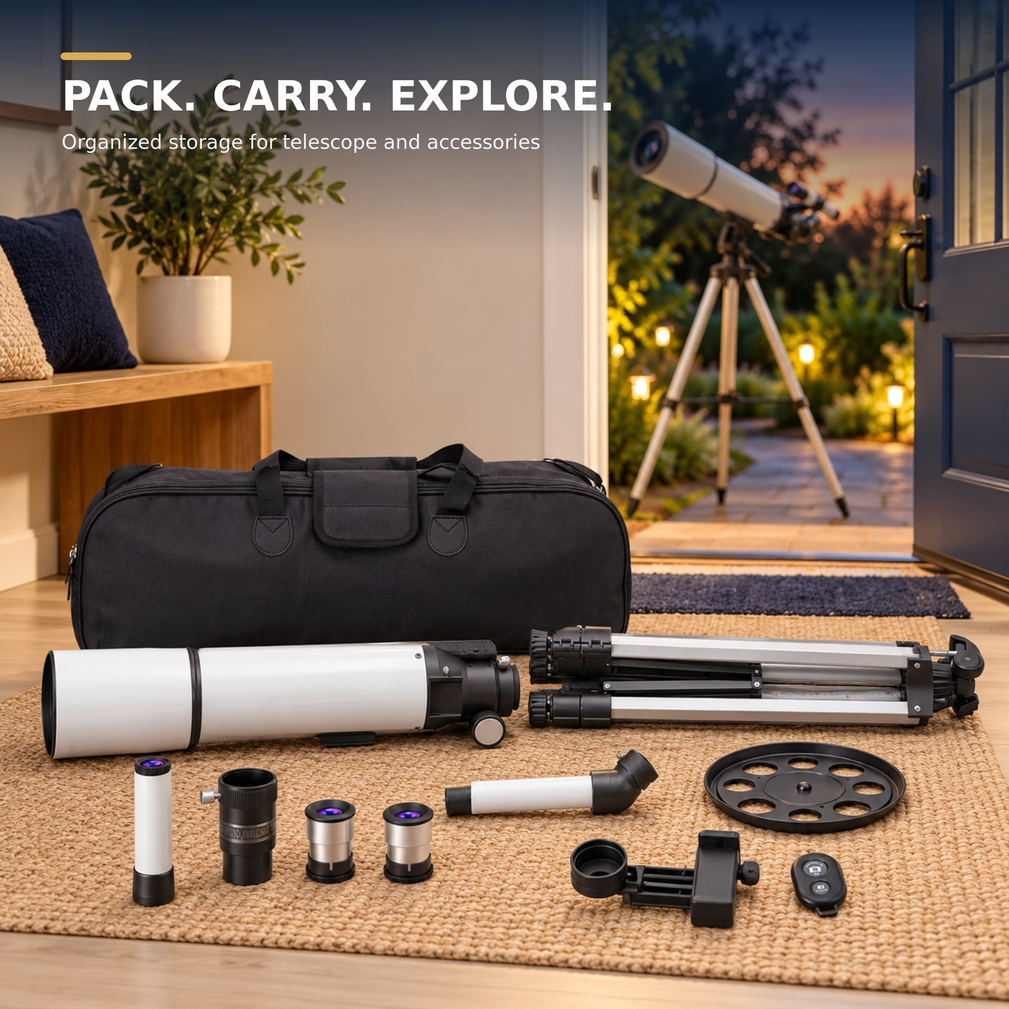 Fenbeli Telescope for Adults and Kids, 80mm Aperture 500mm Refractor Telescope for Beginners, High Powered 20x to 50x Astronomy Optics, AZ Mount Tripod, Portable for Moon, Stargazing, Birding, White