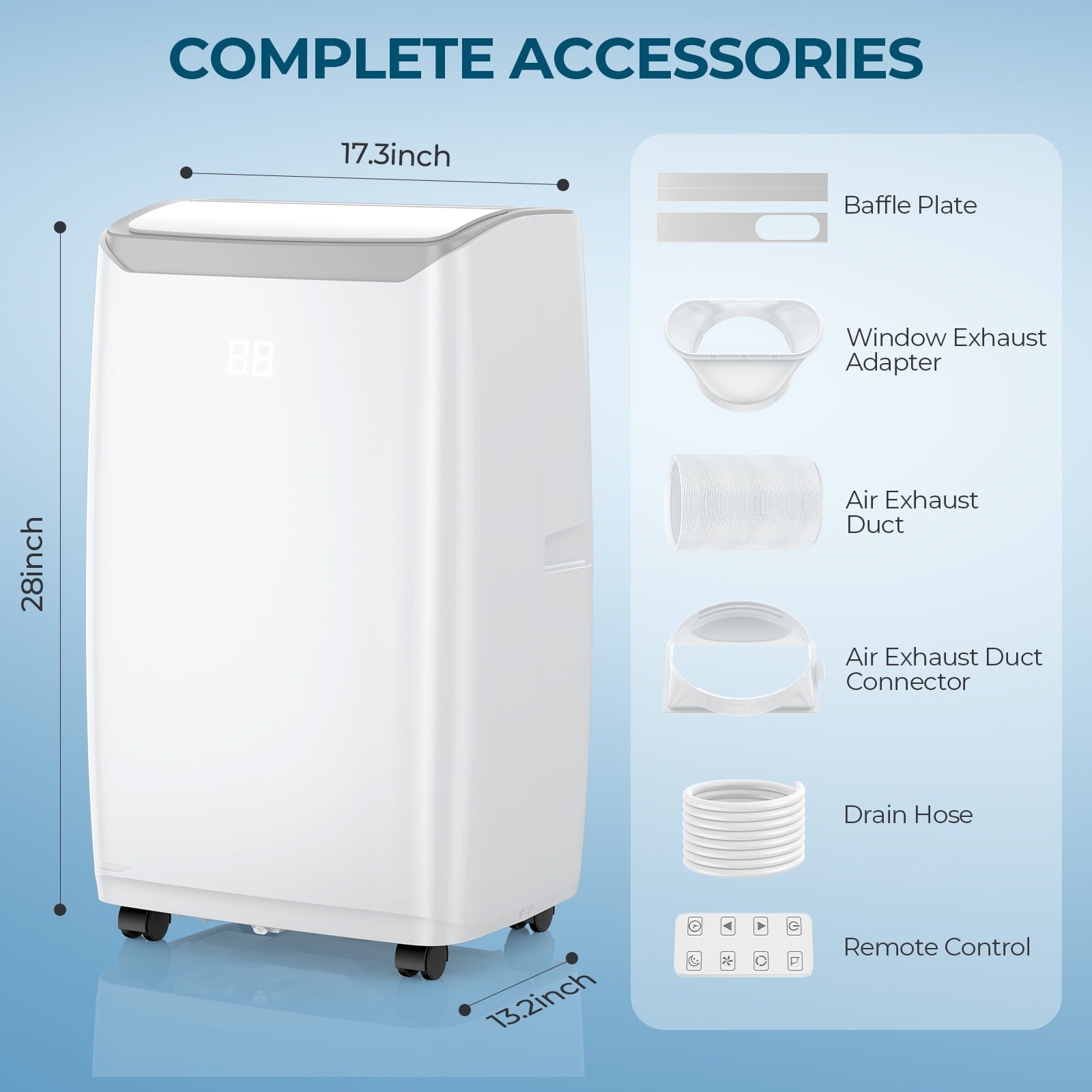 Fenbeli 12000 BTU ASHRAE 3-in-1 Portable Air Conditioner for 450 Sq.Ft with Remote Control, White