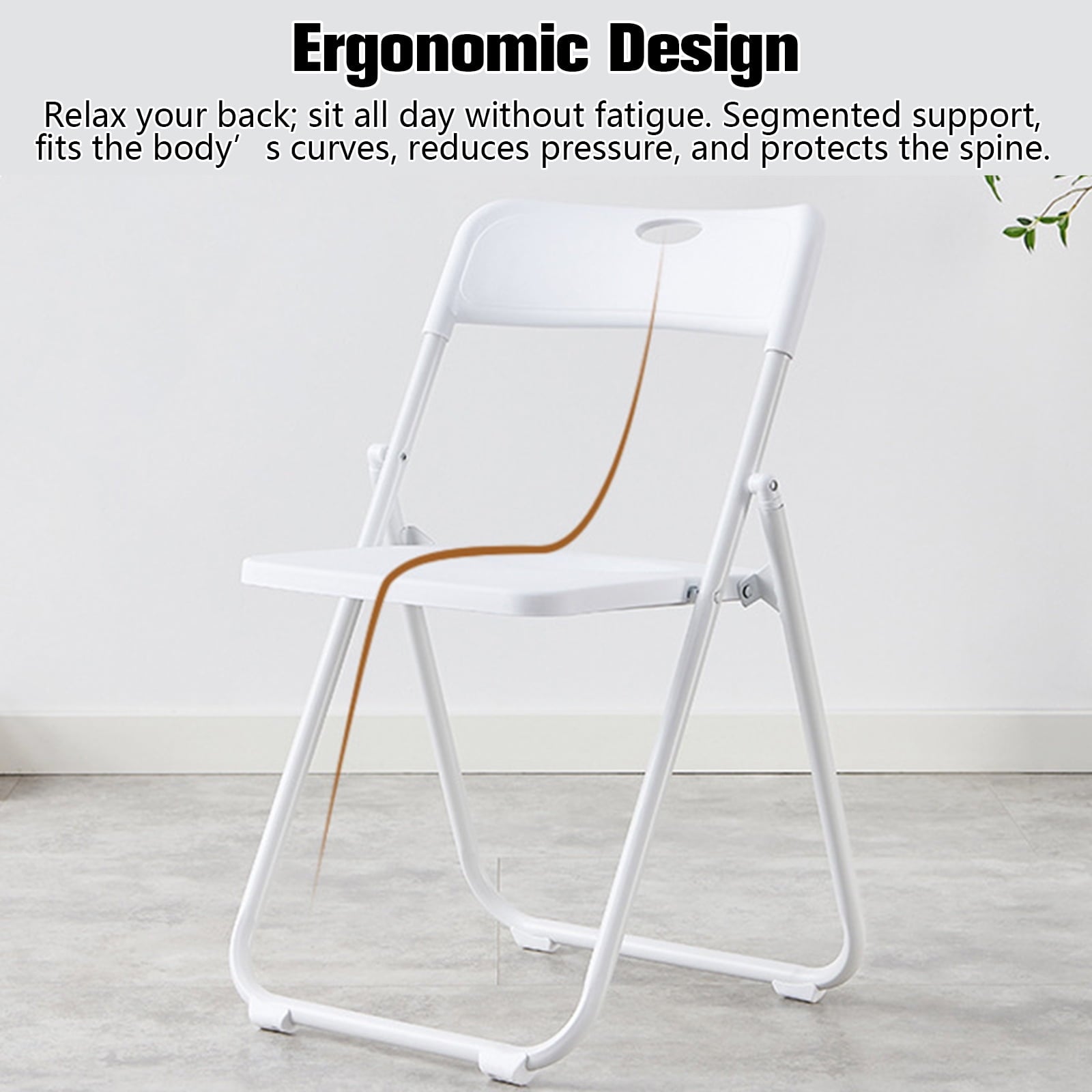 Harigal White Plastic Folding Chairs 4 Pack, Foldable Stacking Chairs for Outdoor & Indoor, Reinforced Metal Frame, 330LBS Capacity