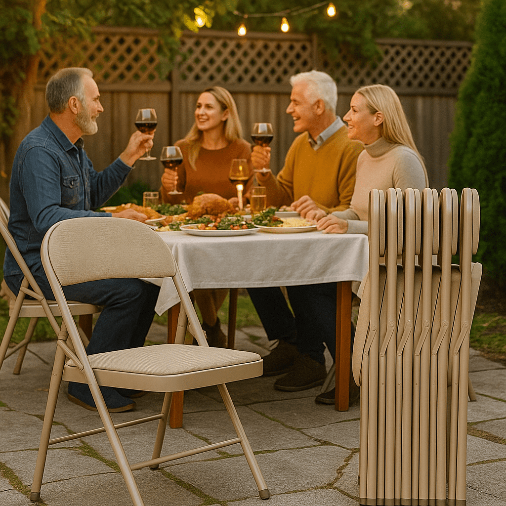 Fenbeli 4 Pack Folding Chairs with Padded Seats, Brown