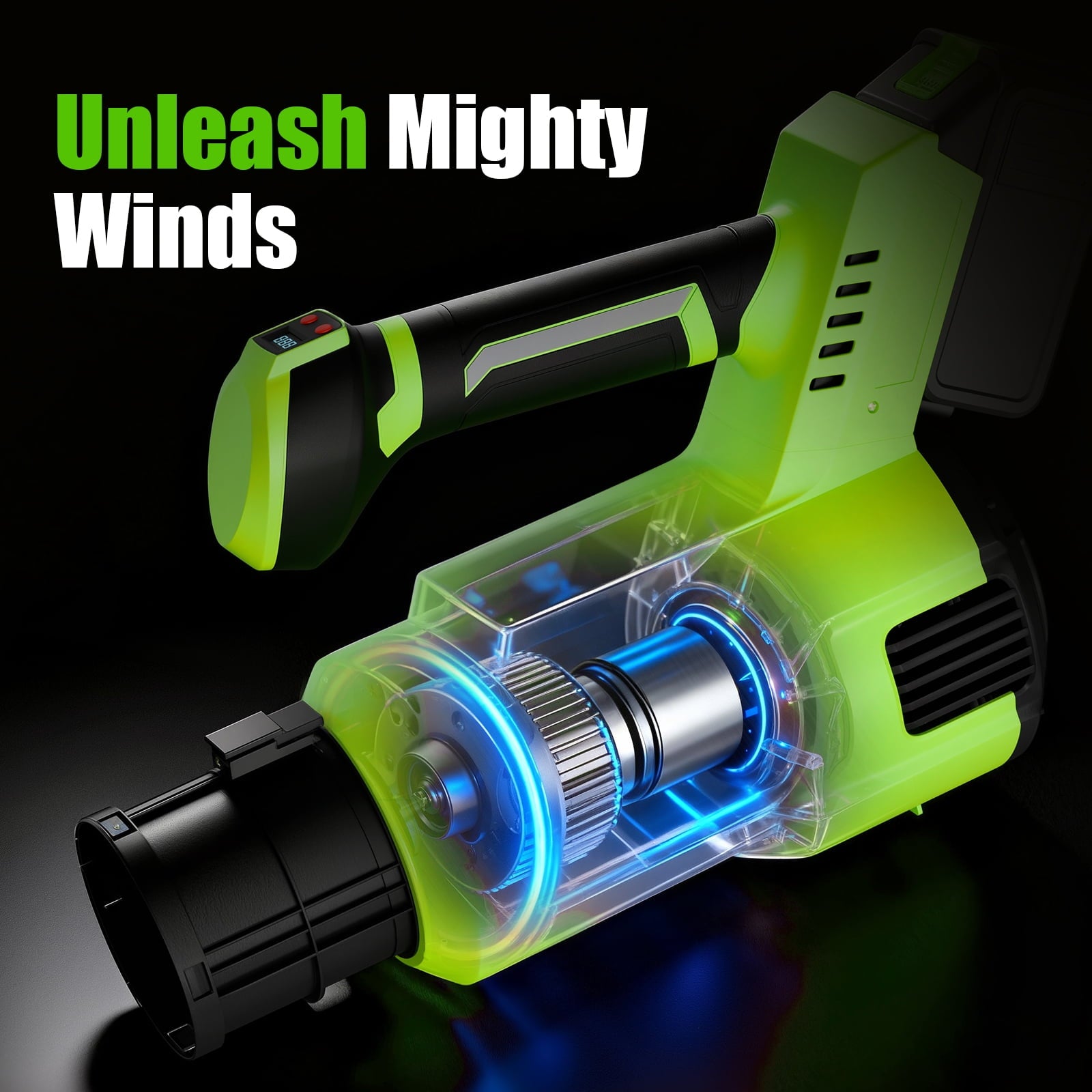 Fenbeli 21V Handheld Leaf Blower Cordless with 2x4.0Ah Battery 450CFM/150MPH Electric Leaf Blower for Lawn Care Green