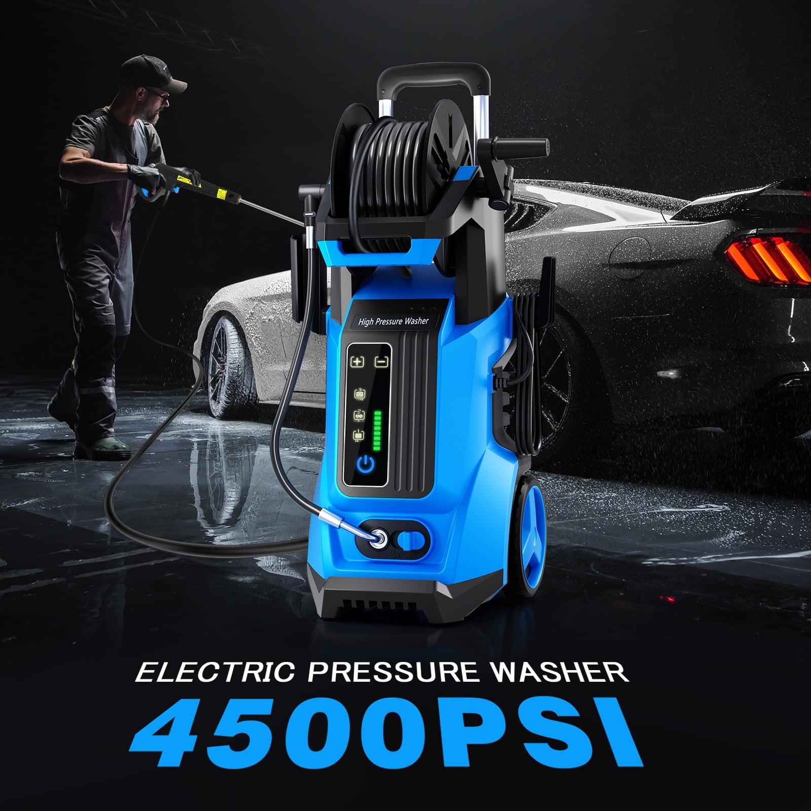 Fenbeli 4500PSI Electric Pressure Washer Touch Screen Adjustable Pressure Max 3.2 GPM for Your Home and Garden