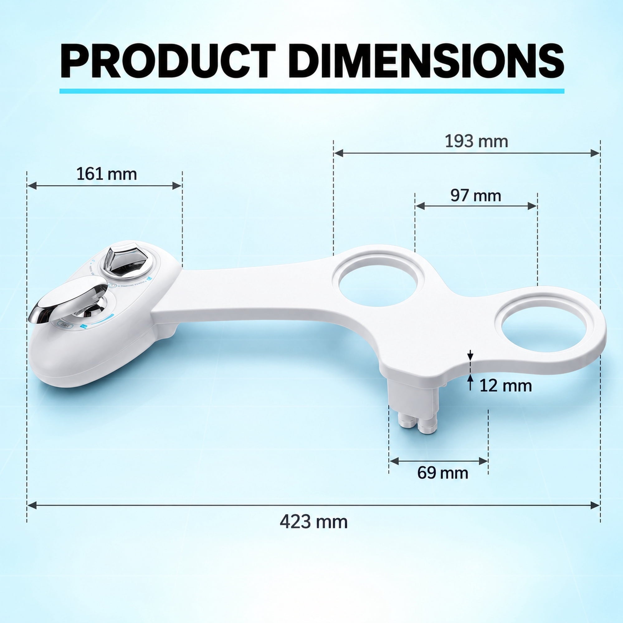 Fenbeli Bidet Attachment for Toilet, Non-Electric Dual Nozzle Bidet with Feminine and Rear Wash, Hot and Cold Water Toilet Seat Attachment with Self-Cleaning Nozzle, White